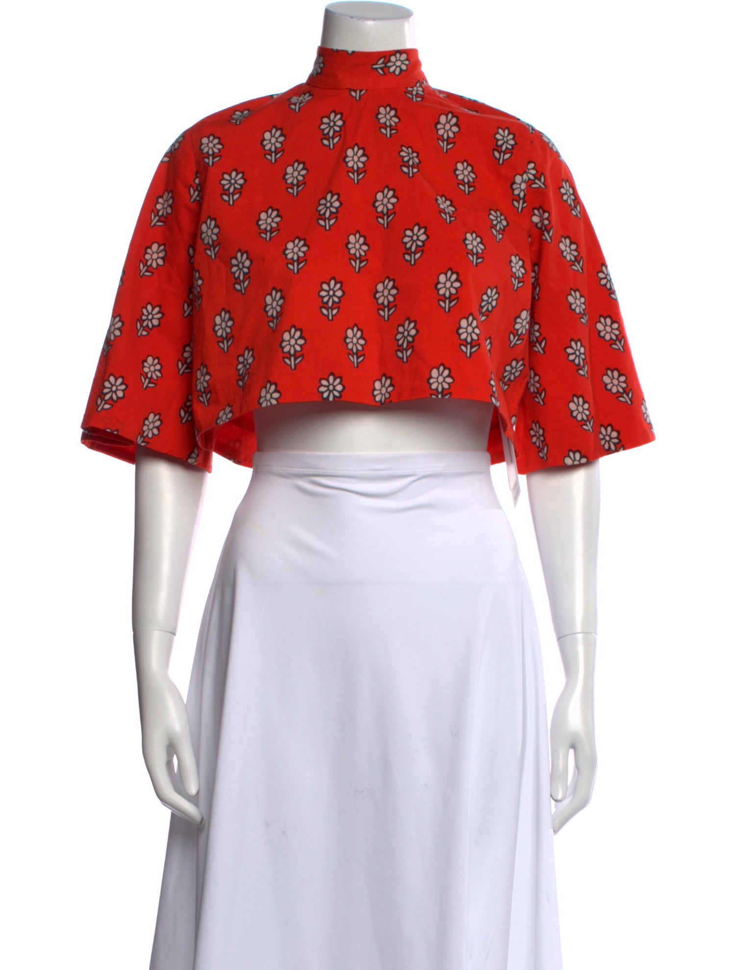 RHODE Floral Print Mock Neck Crop Top