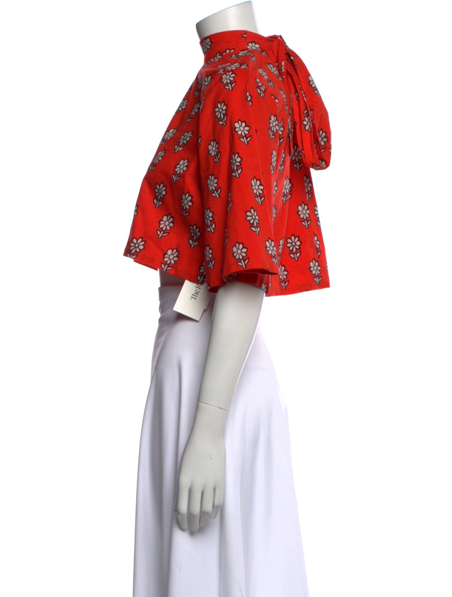 RHODE Floral Print Mock Neck Crop Top