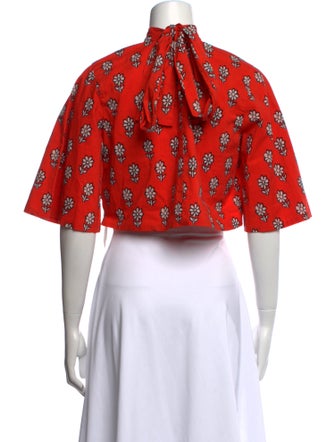 RHODE Floral Print Mock Neck Crop Top