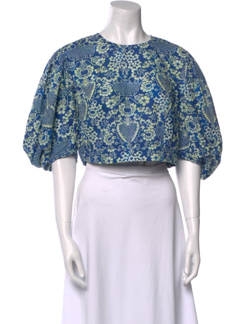 RHODE Floral Print Crew Neck Crop Top