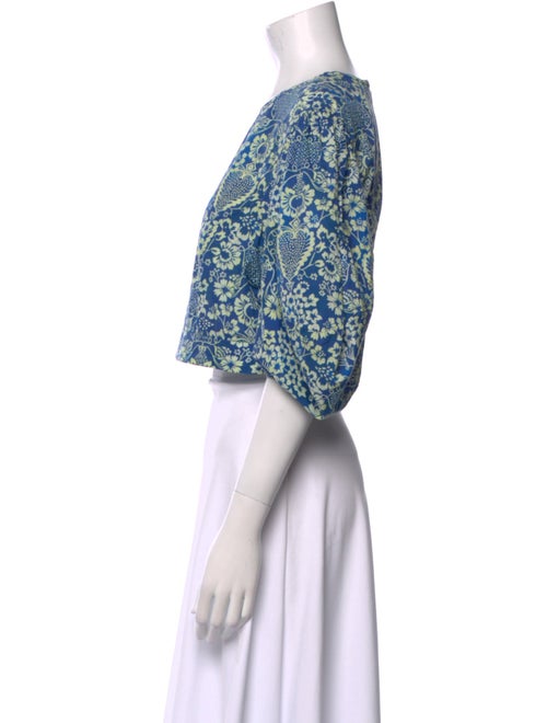 RHODE Floral Print Crew Neck Crop Top