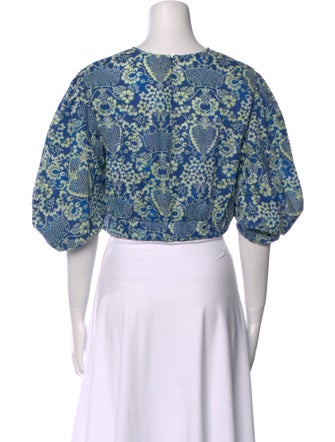 RHODE Floral Print Crew Neck Crop Top