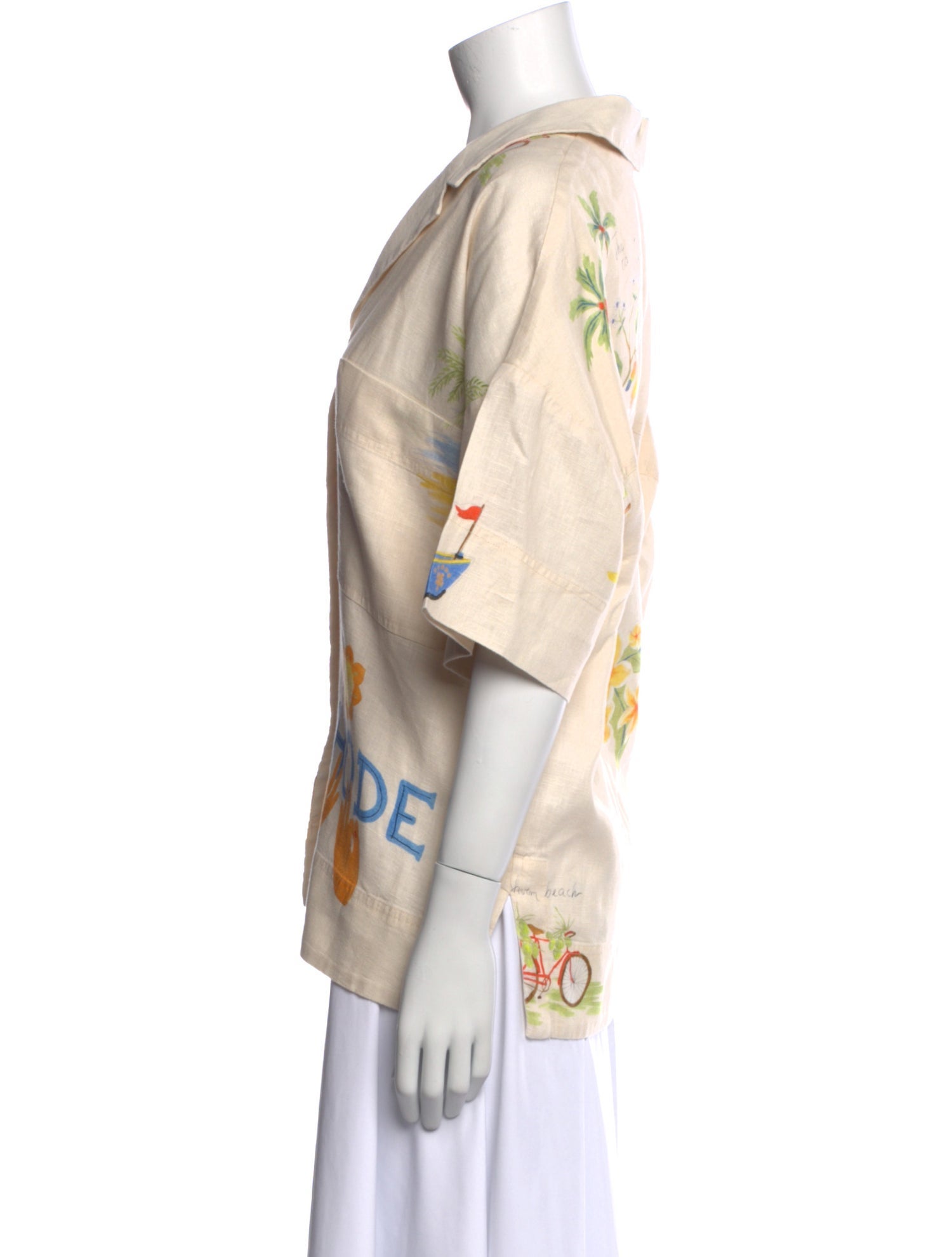 RHODE Linen Printed Button-Up Top