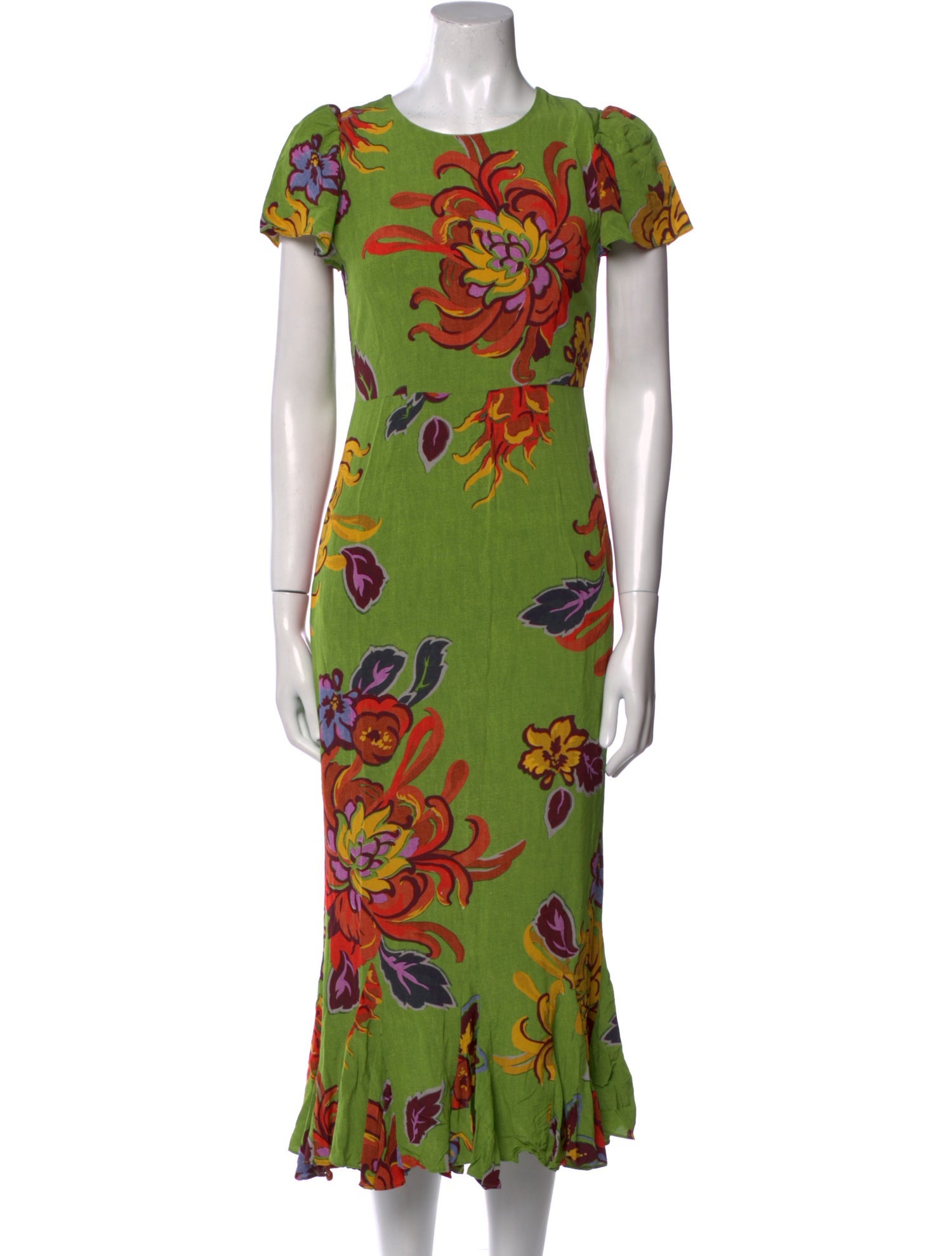 RHODE Floral Print Midi Length Dress