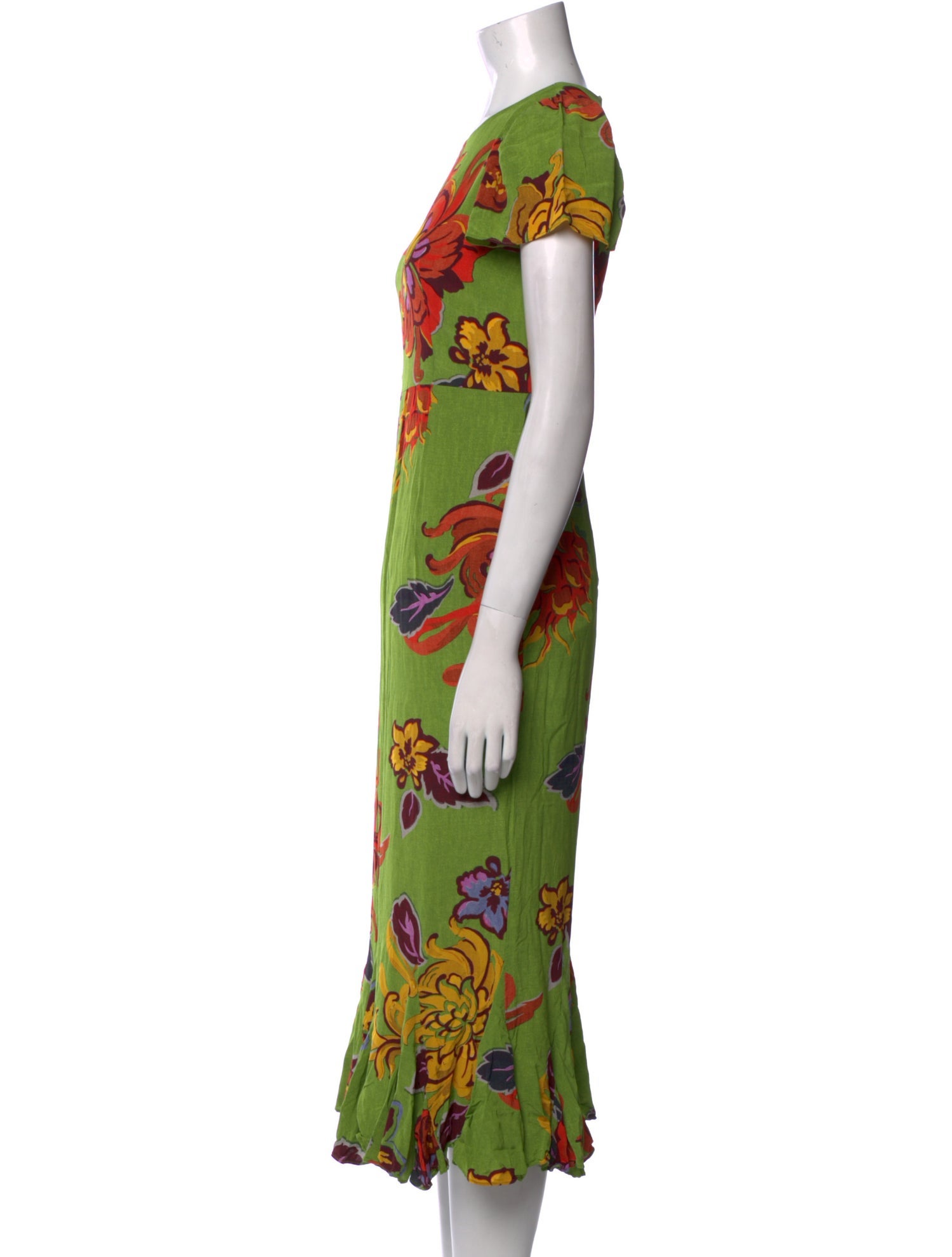 RHODE Floral Print Midi Length Dress