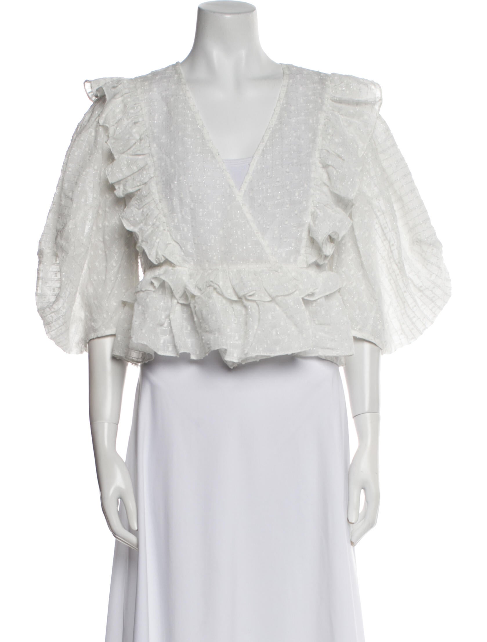 RHODE V-Neck Three-Quarter Sleeve Crop Top