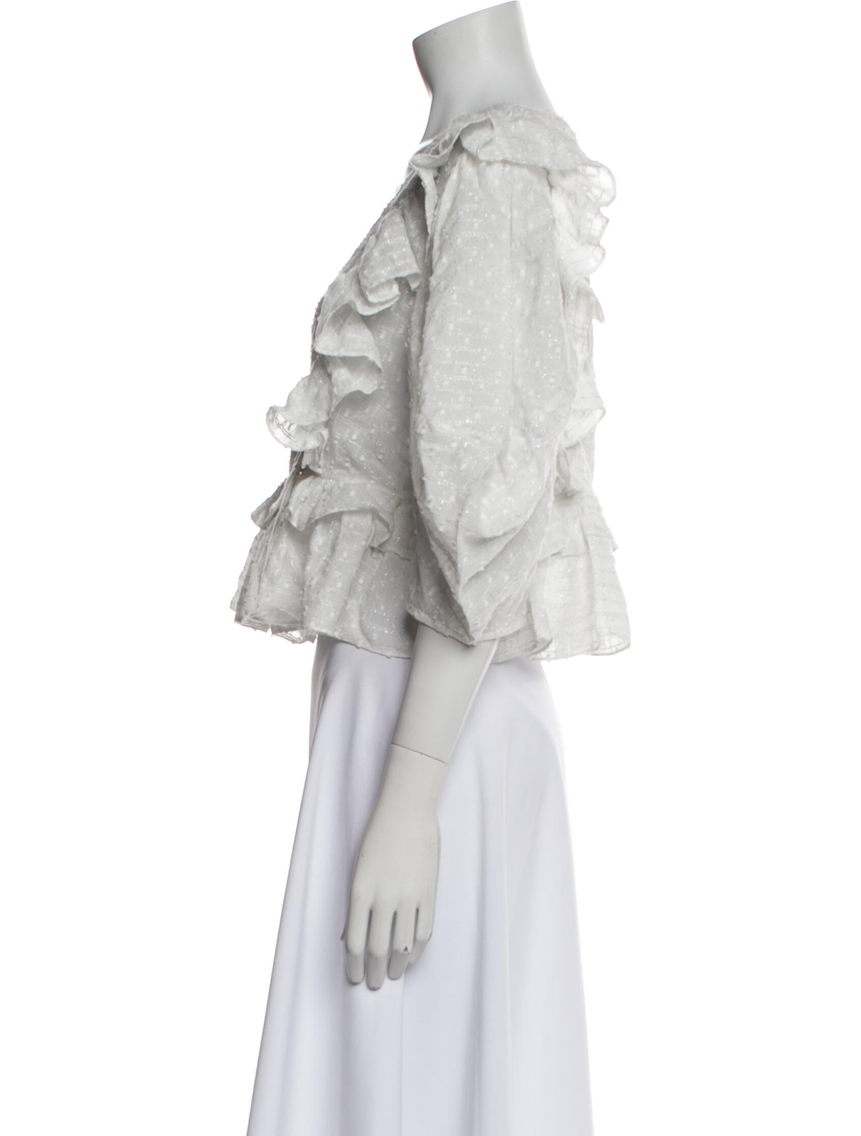 RHODE V-Neck Three-Quarter Sleeve Crop Top