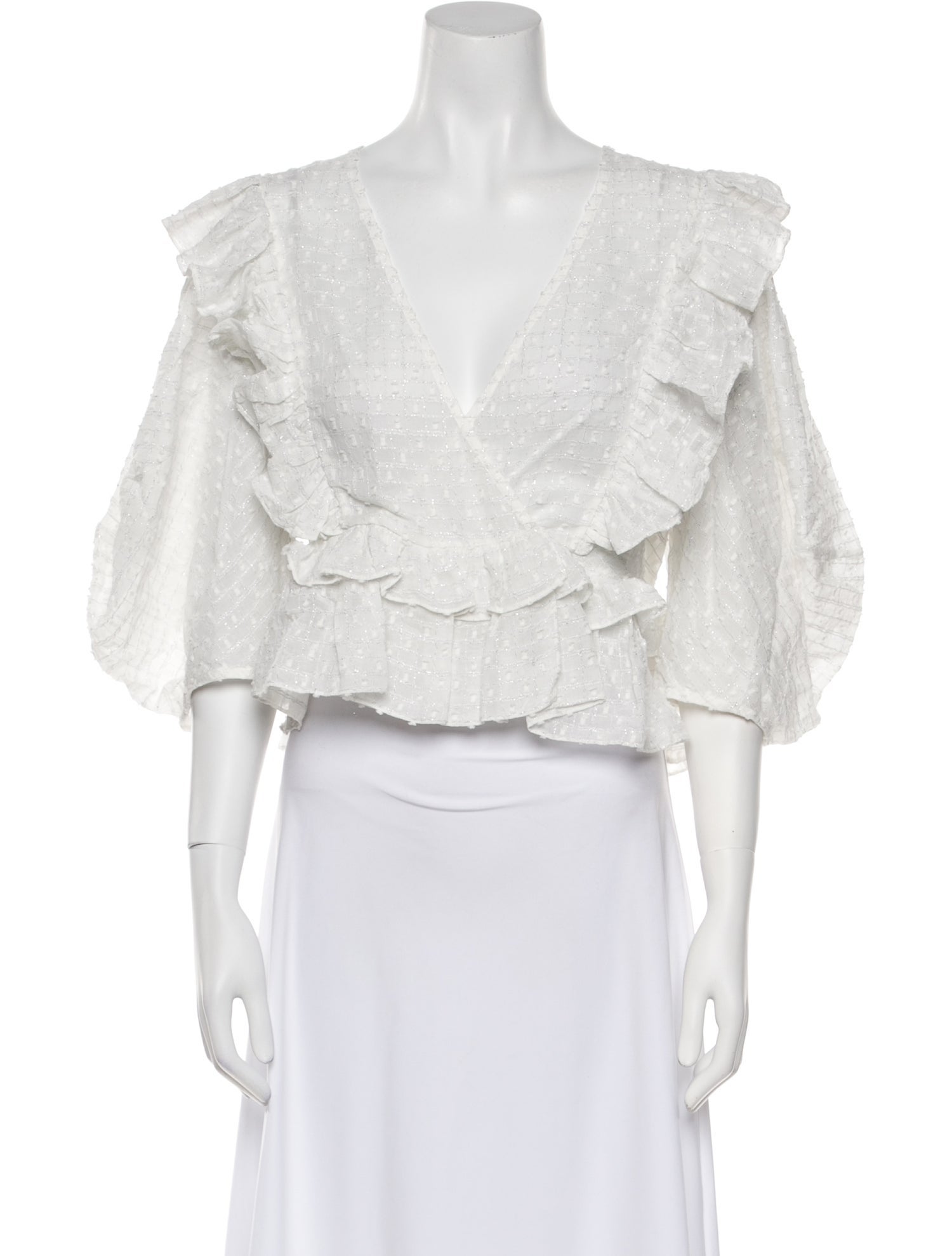 RHODE V-Neck Three-Quarter Sleeve Crop Top w/ Tags