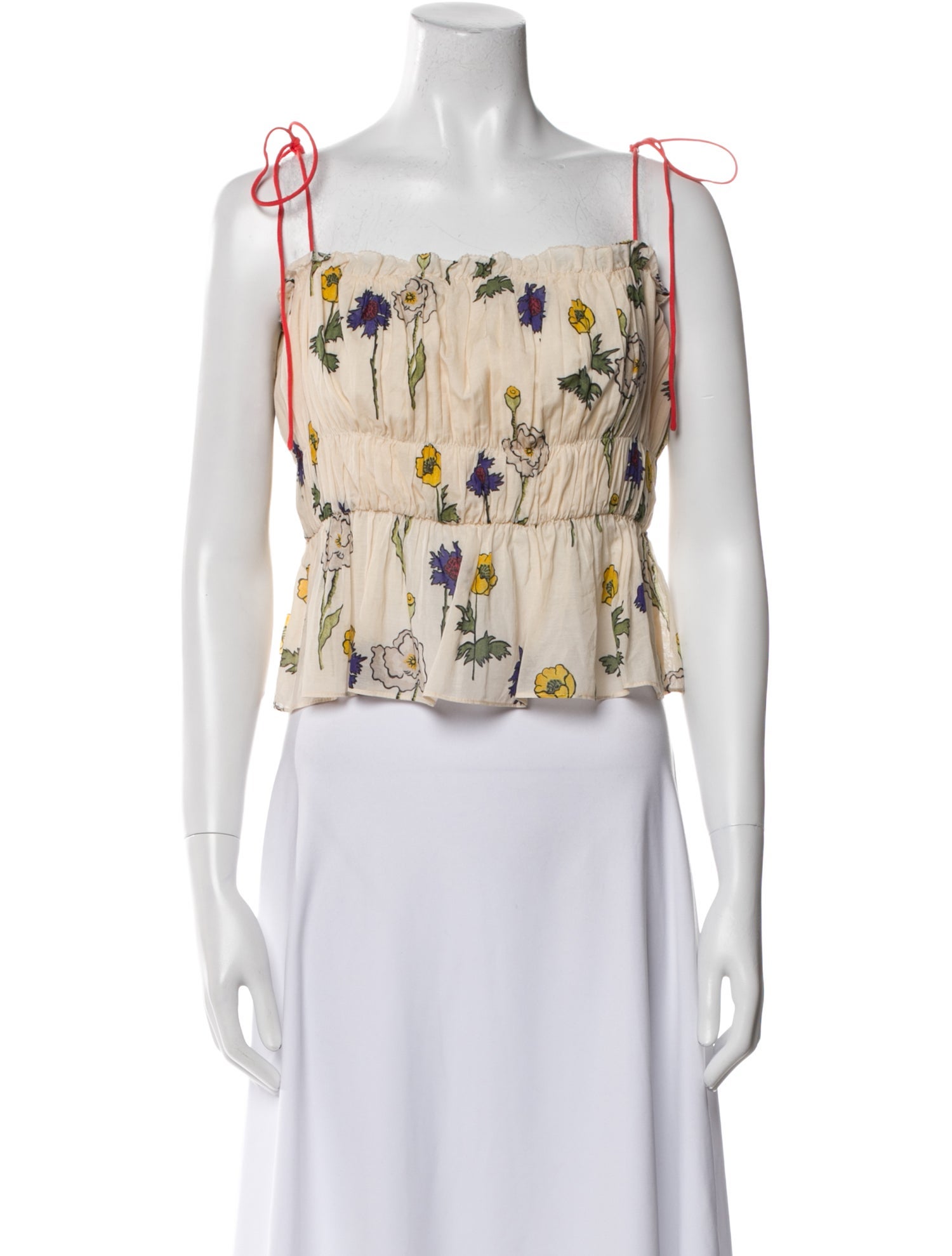 RHODE Floral Print Square Neckline Crop Top