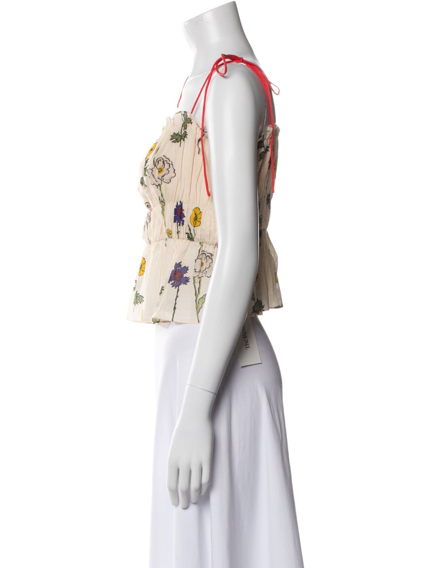 RHODE Floral Print Square Neckline Crop Top