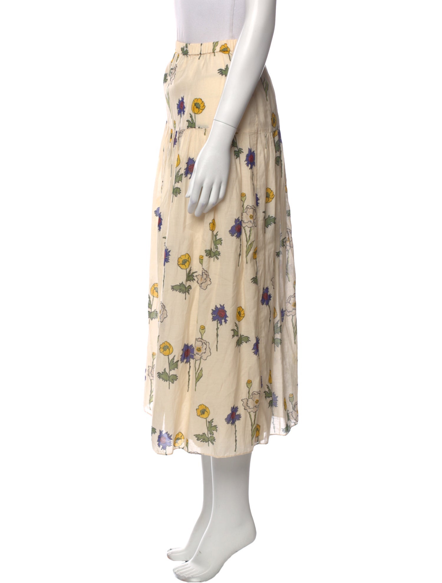 RHODE Floral Print Midi Length Skirt