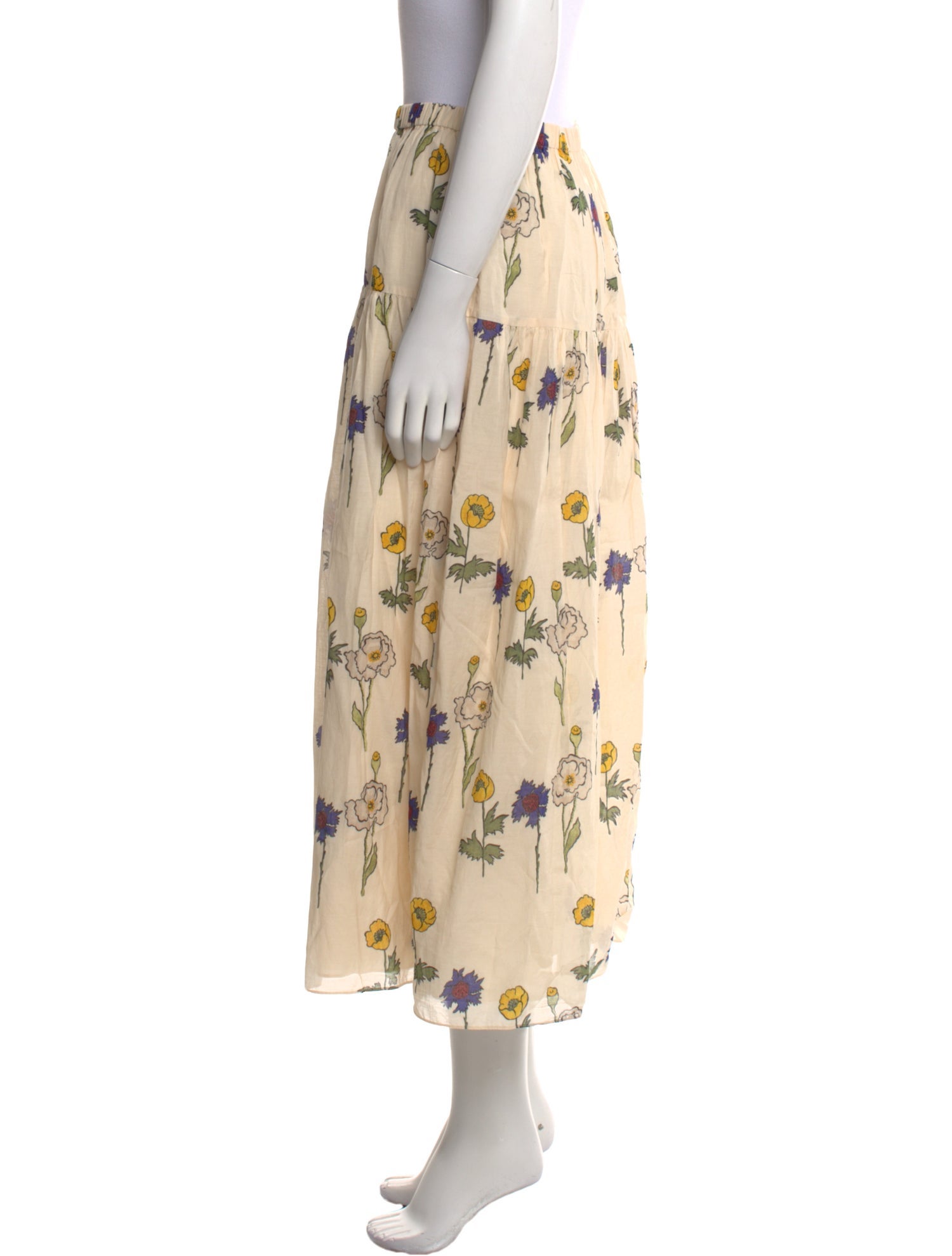 RHODE Floral Print Midi Length Skirt