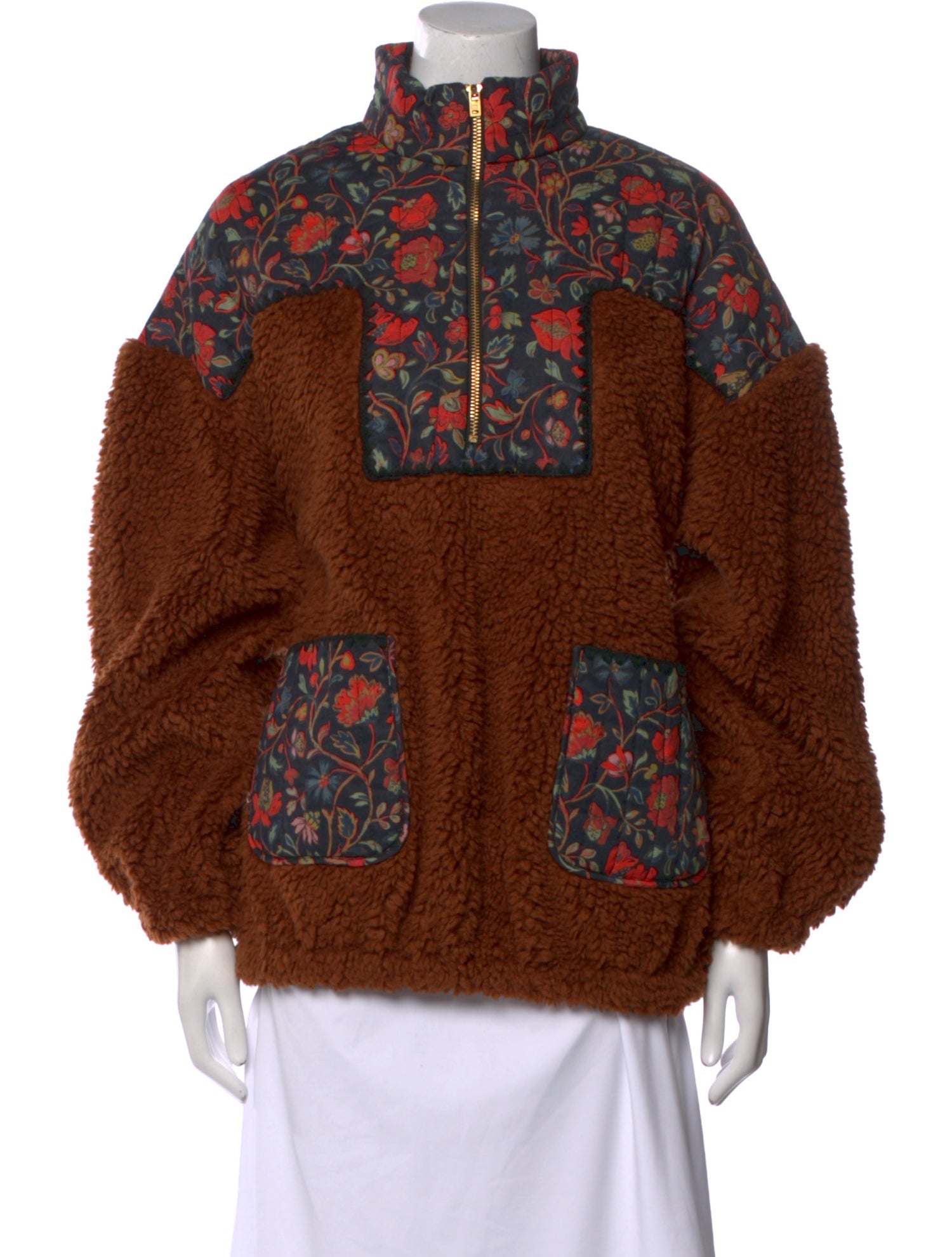 RHODE Floral Print Mock Neck Sweatshirt