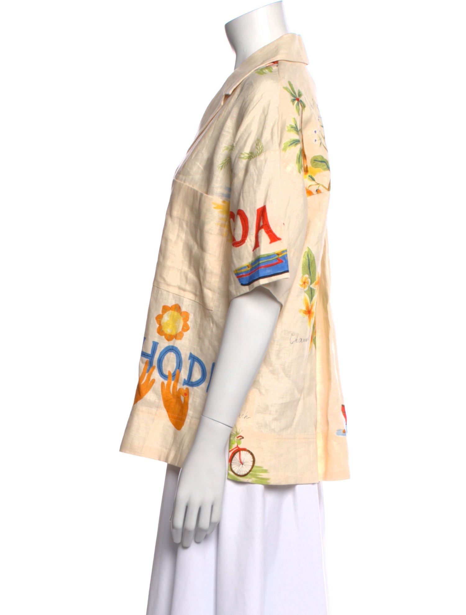 RHODE Linen Printed Button-Up Top