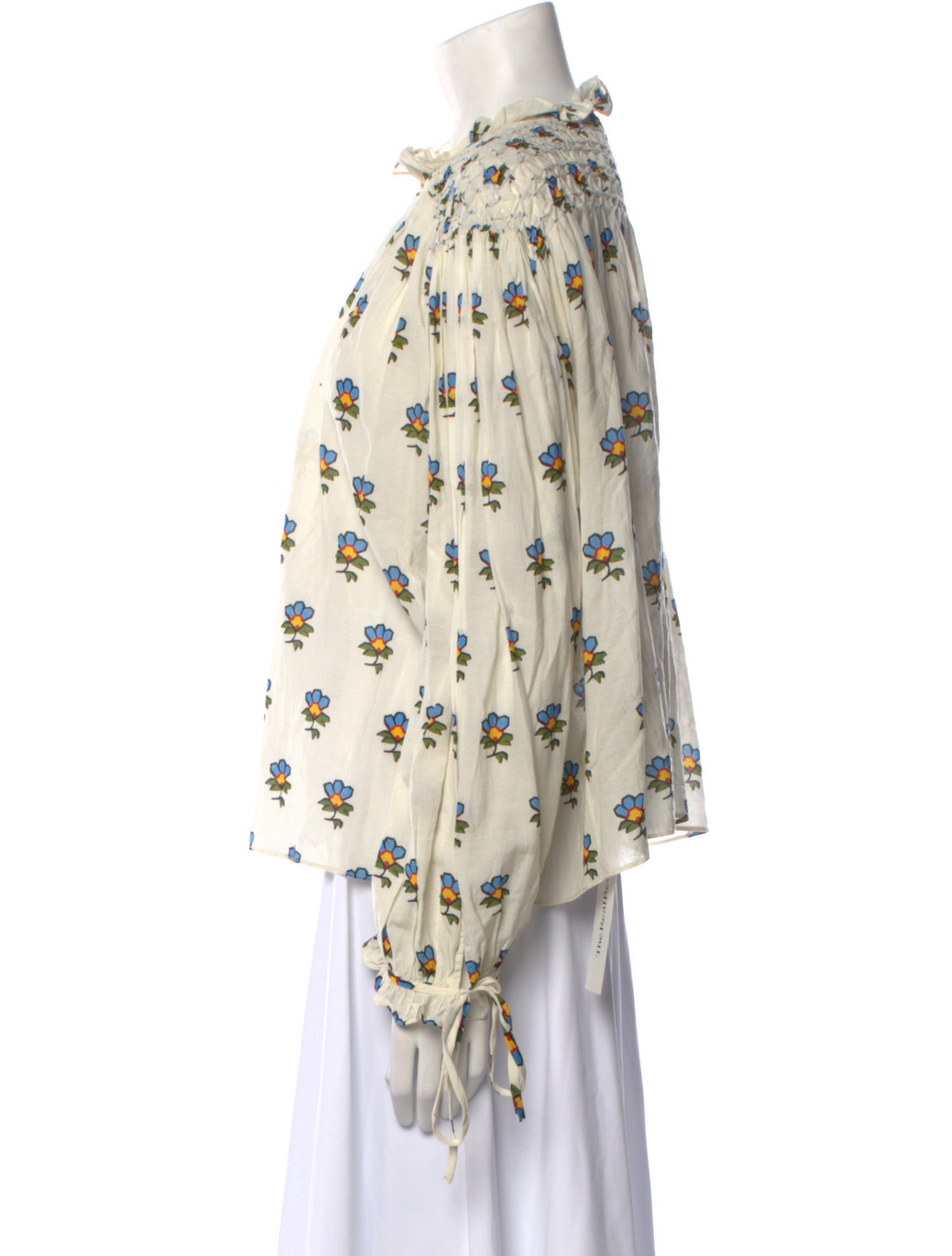 RHODE Floral Print Mock Neck Blouse