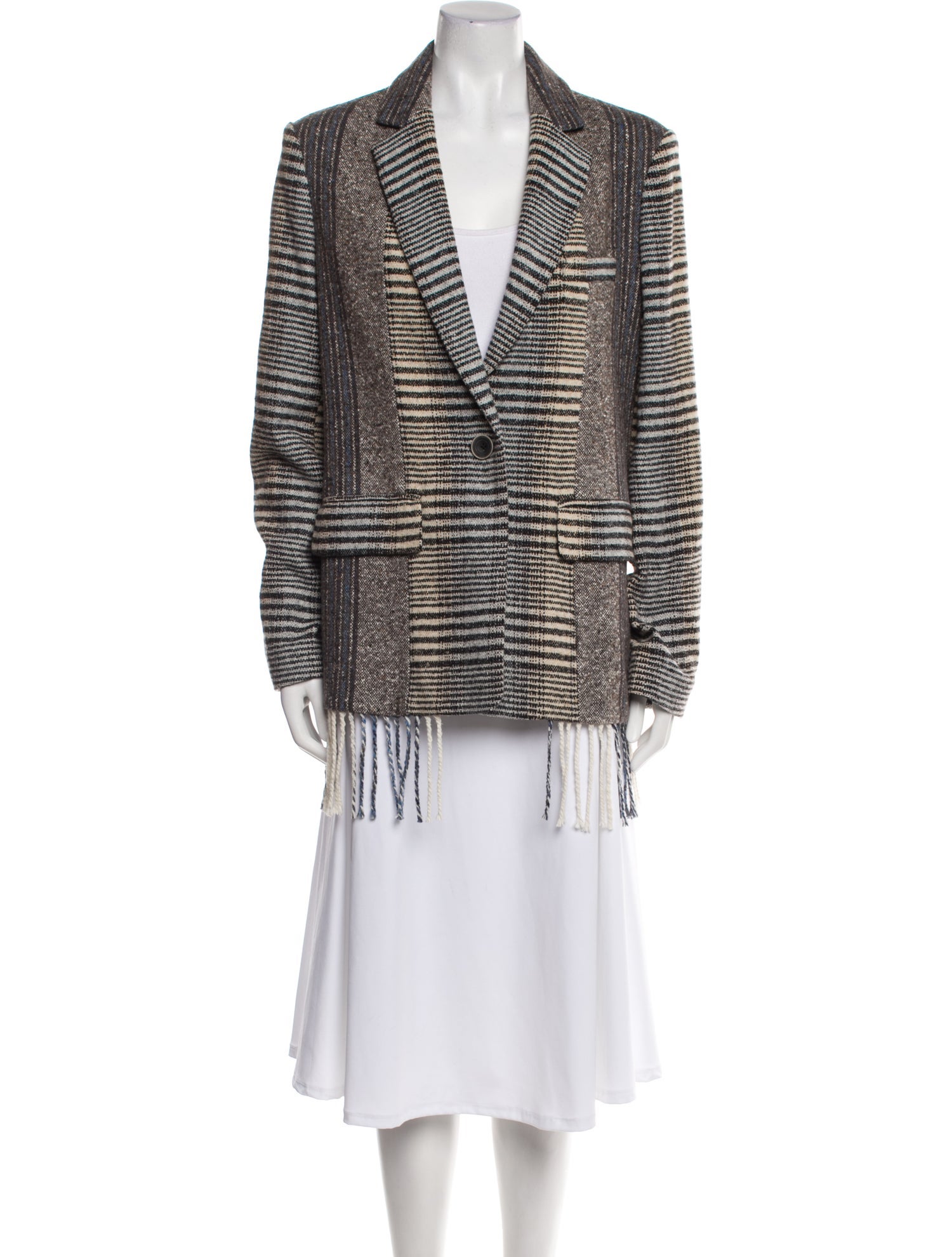 RHODE Wool Plaid Print Blazer