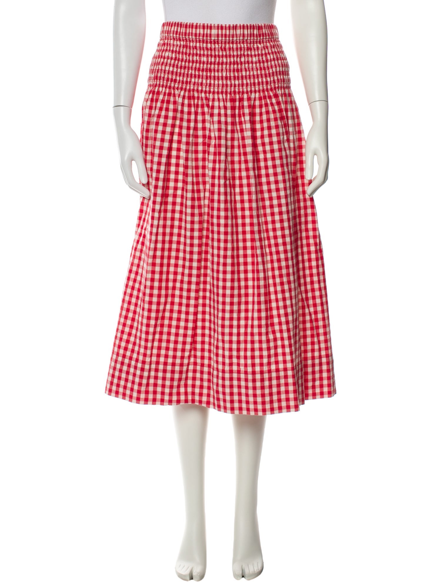 RHODE Plaid Print Midi Length Skirt