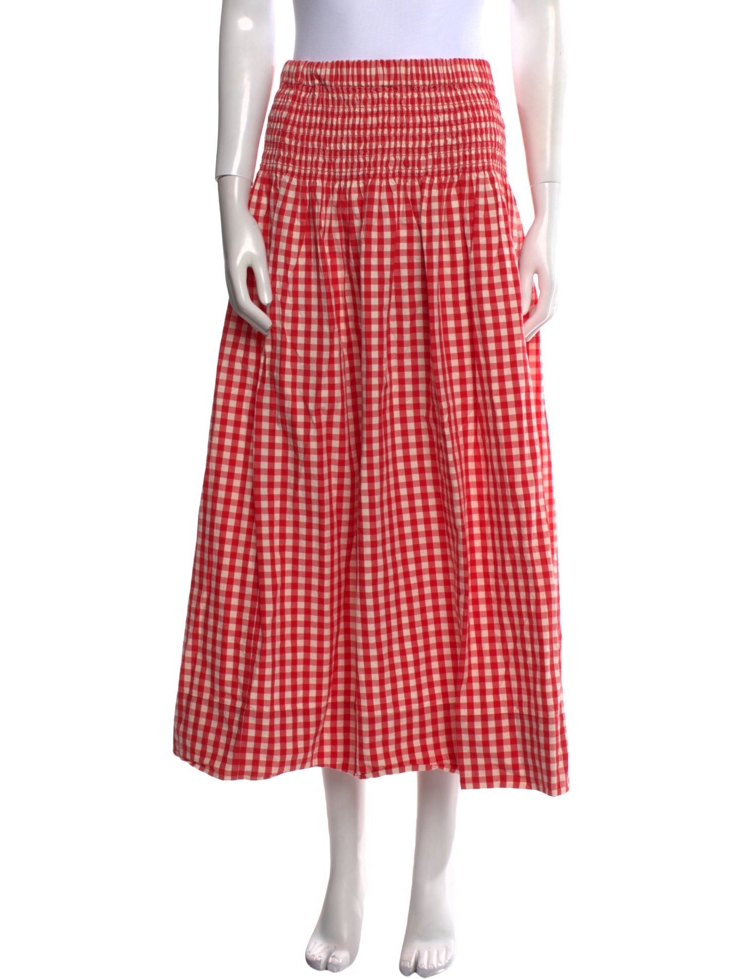 RHODE Plaid Print Midi Length Skirt