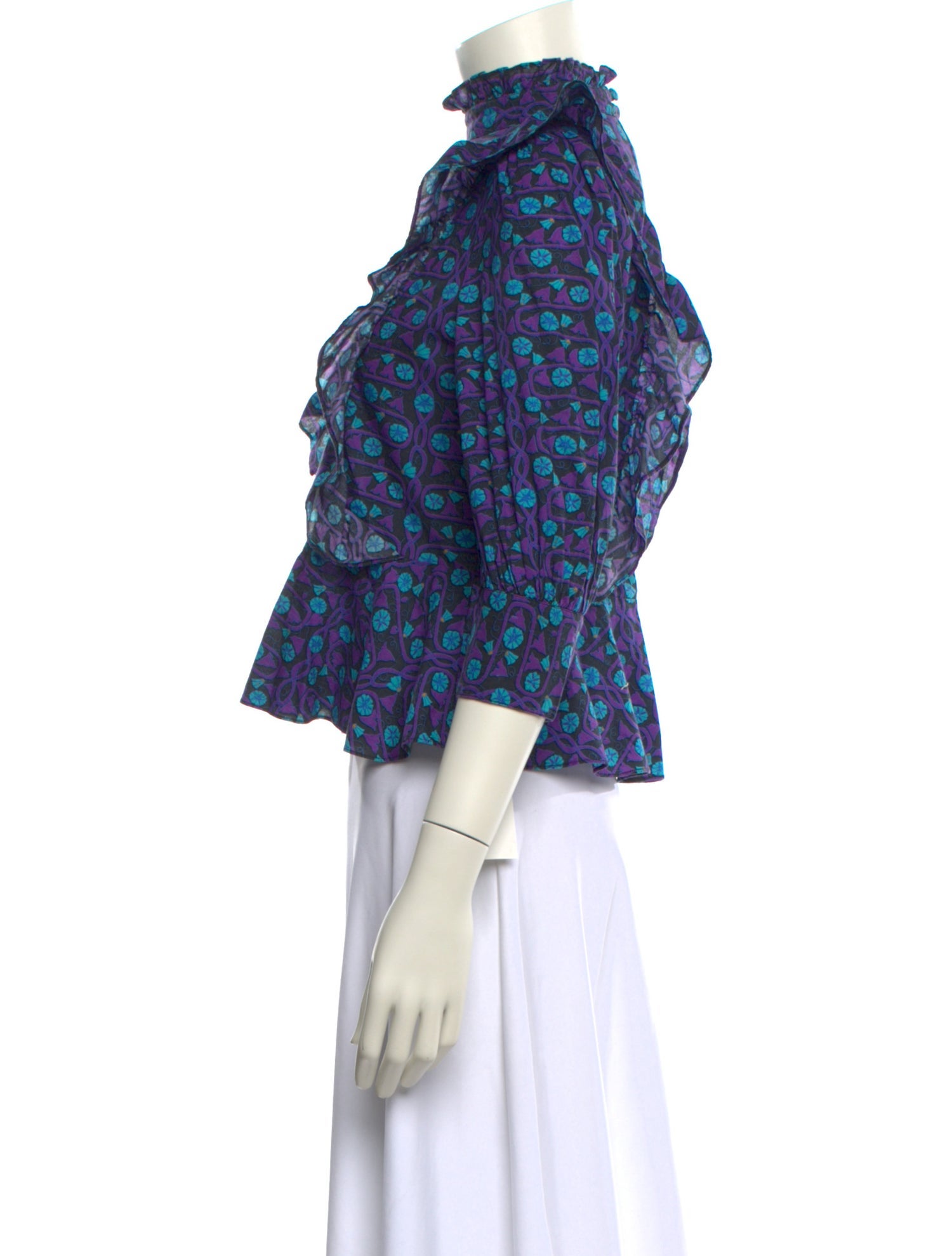 RHODE Floral Print Mock Neck Crop Top