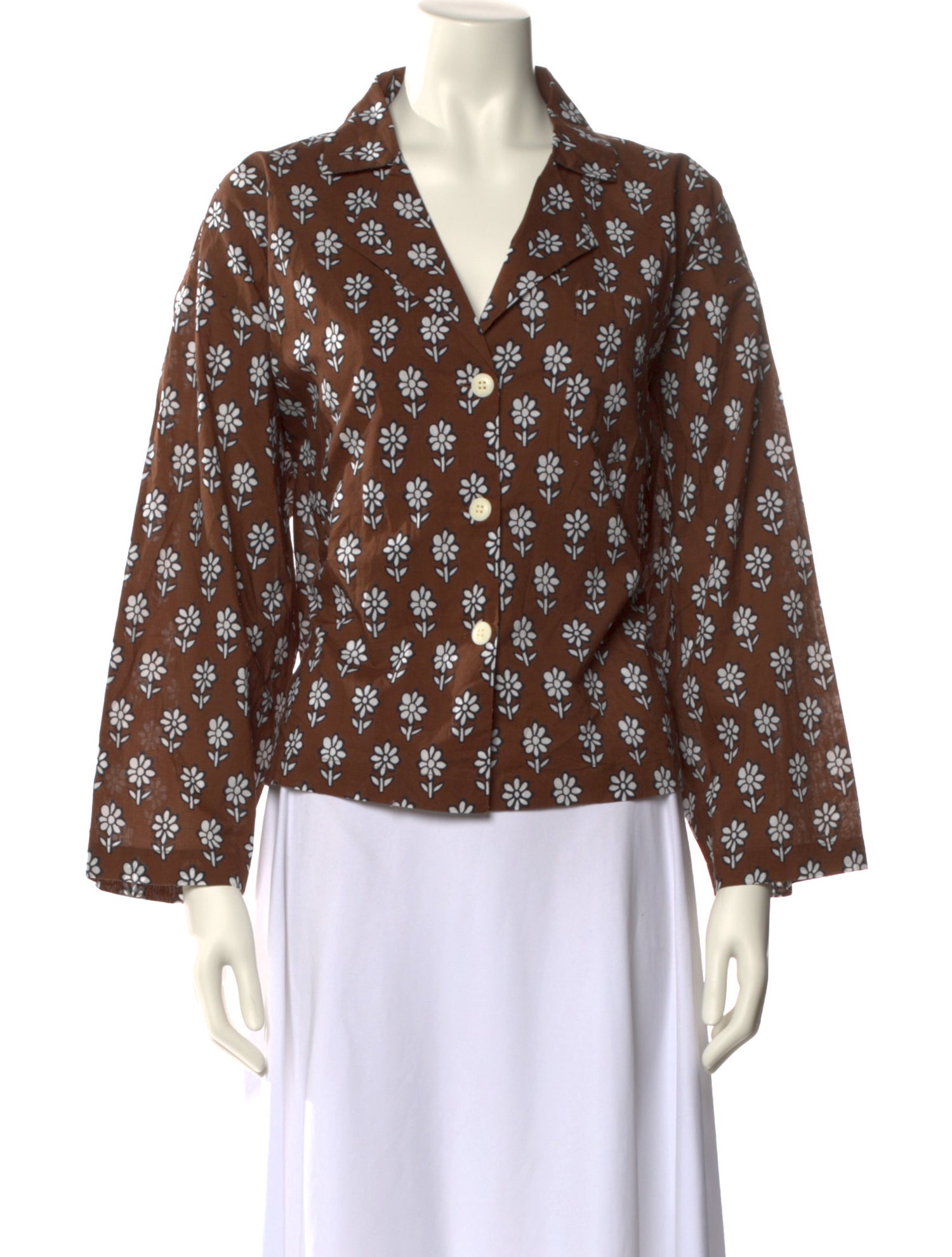 RHODE Printed Long Sleeve Blouse w/ Tags
