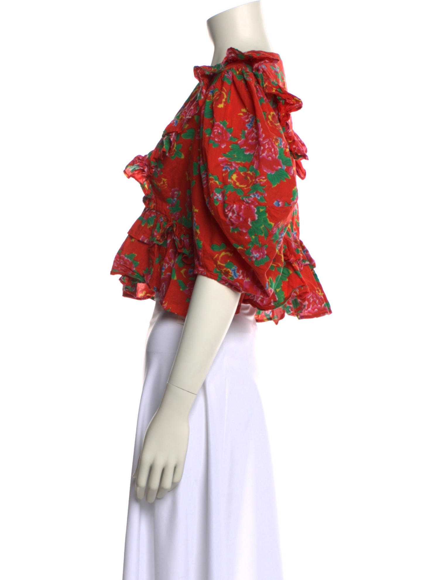 RHODE Floral Print V-Neck Crop Top