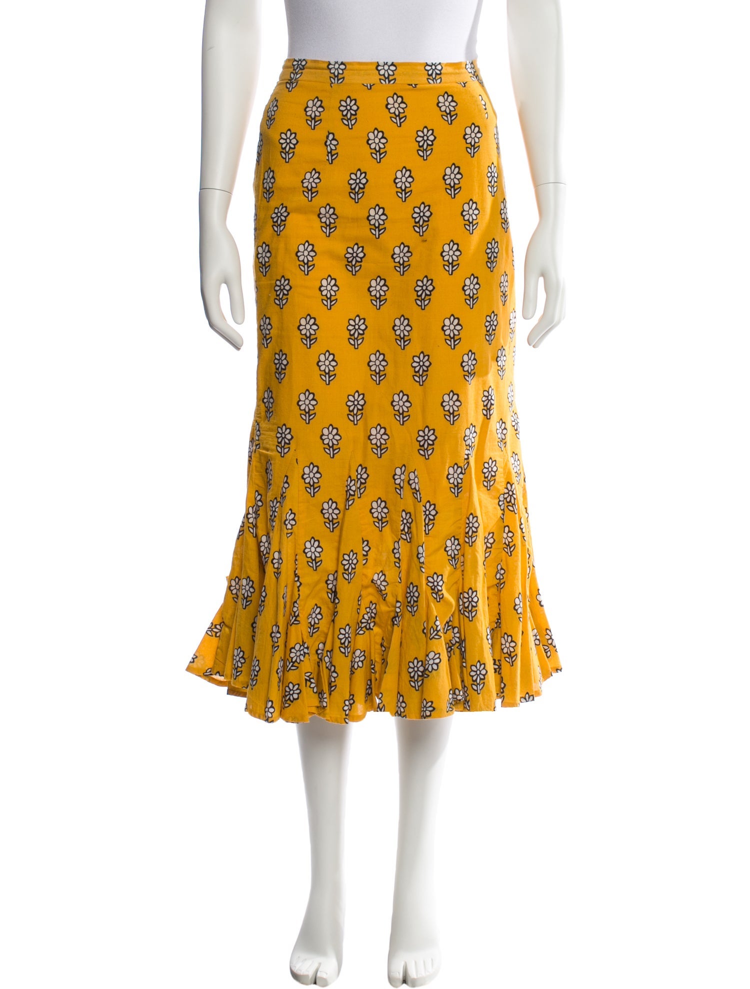 RHODE Floral Print Midi Length Skirt