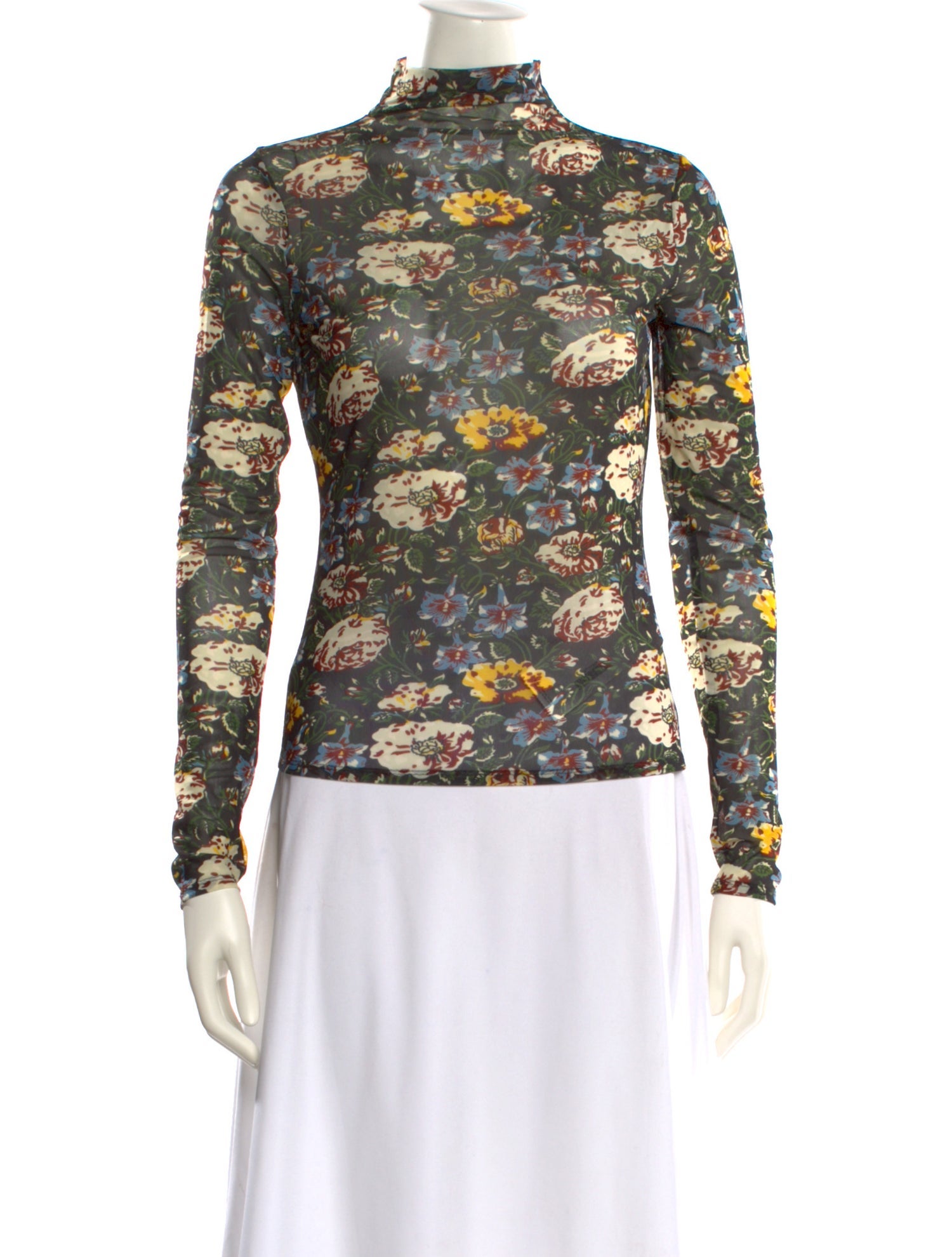 RHODE Floral Print Mock Neck Top