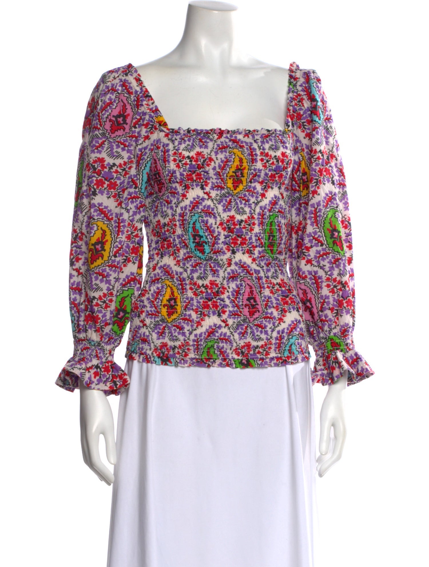 RHODE Floral Print Square Neckline Blouse