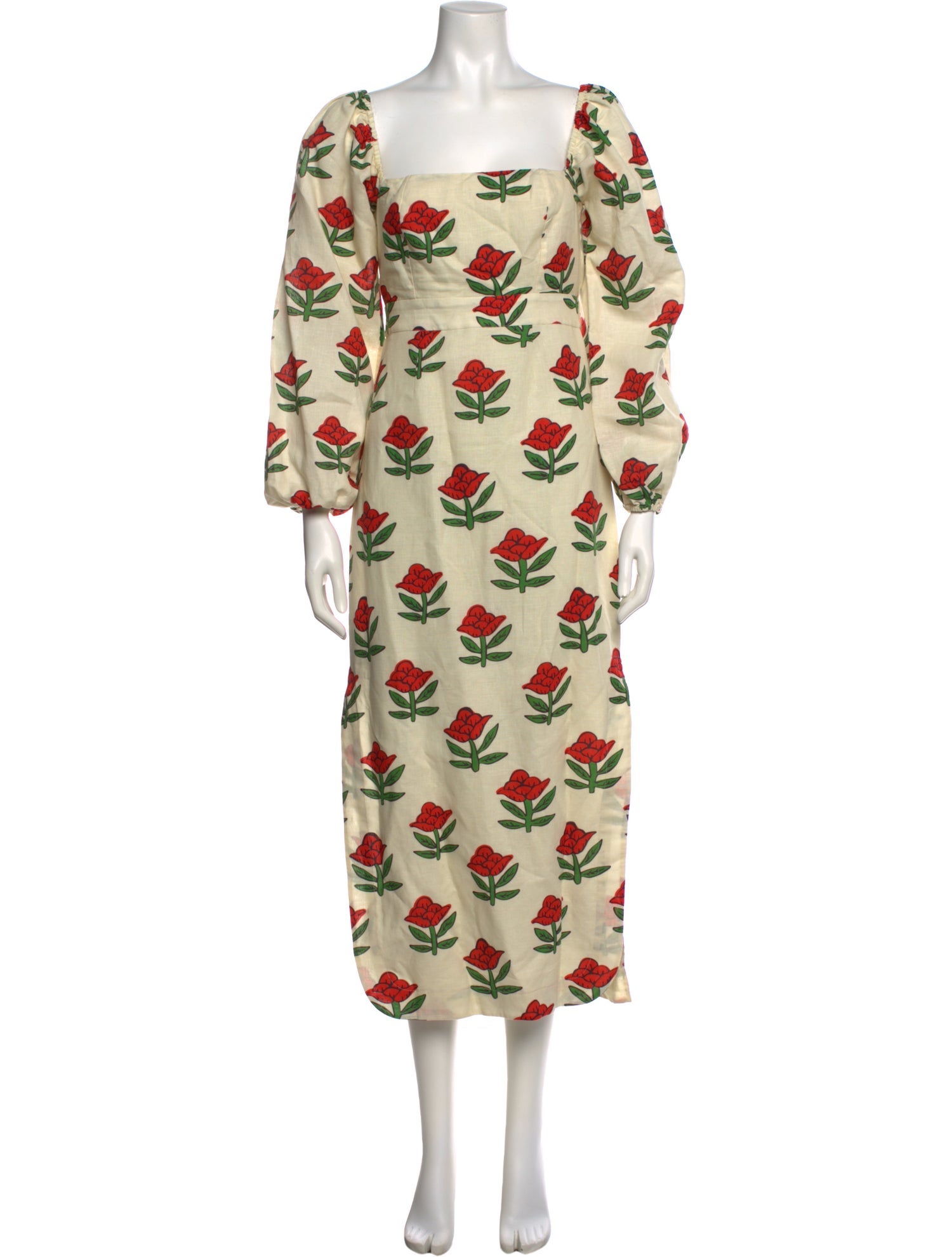 RHODE Floral Print Midi Length Dress