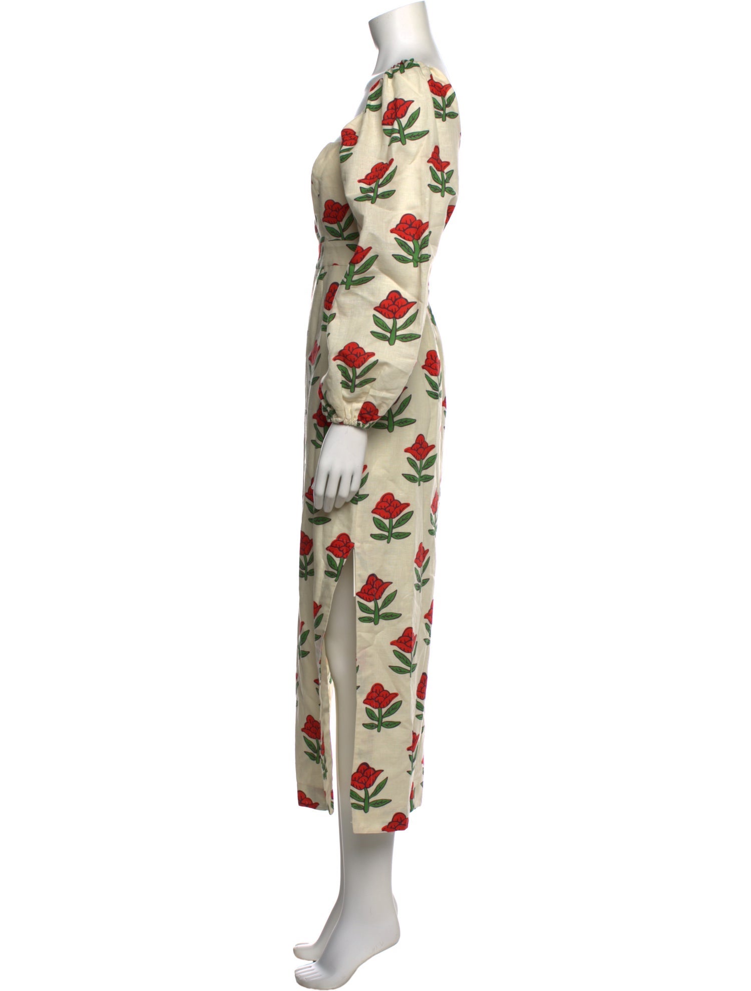 RHODE Floral Print Midi Length Dress