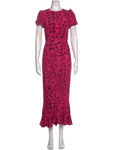 Pre-owned Rhode Floral Print Long Dress In Pink