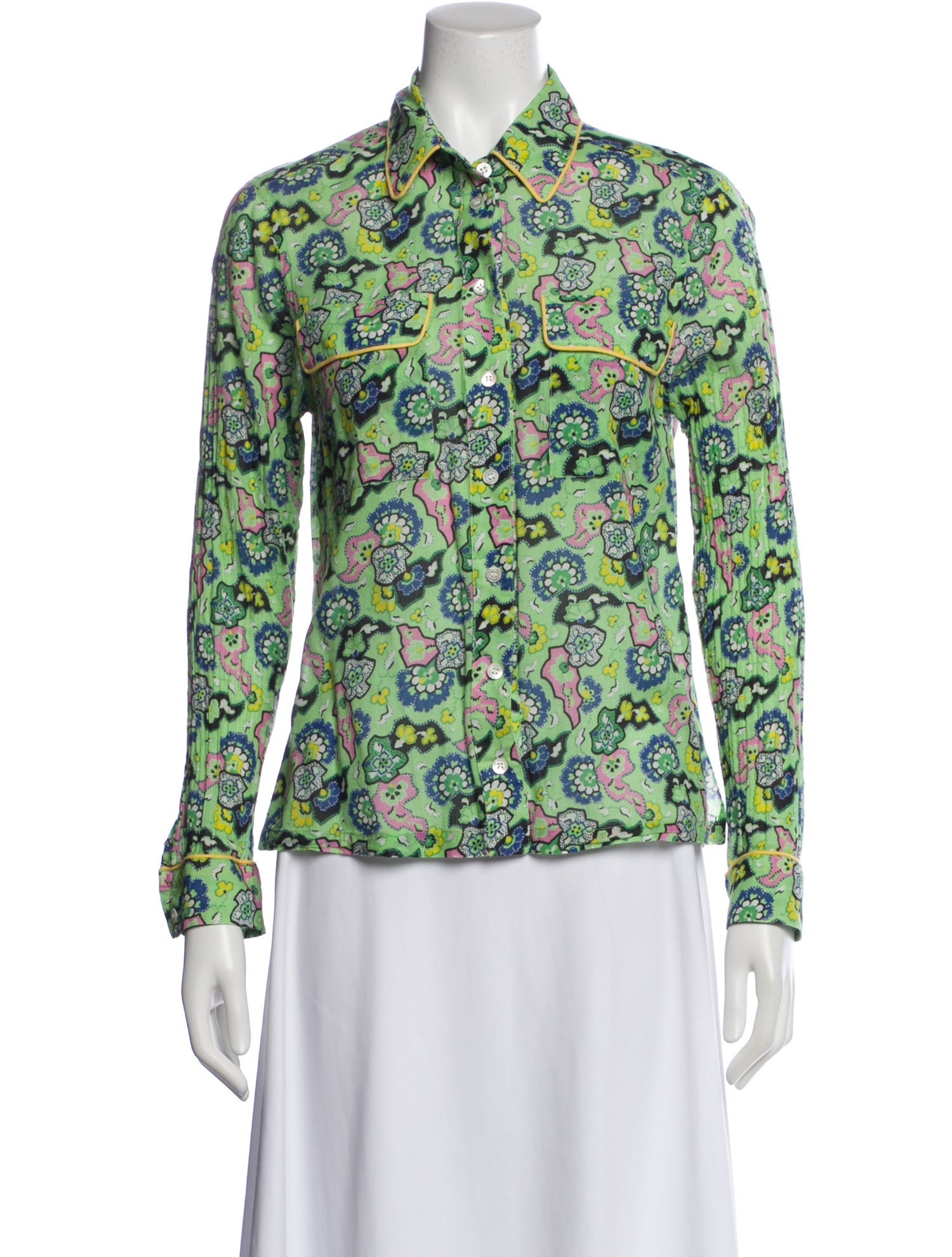 RHODE Floral Print Long Sleeve Blouse