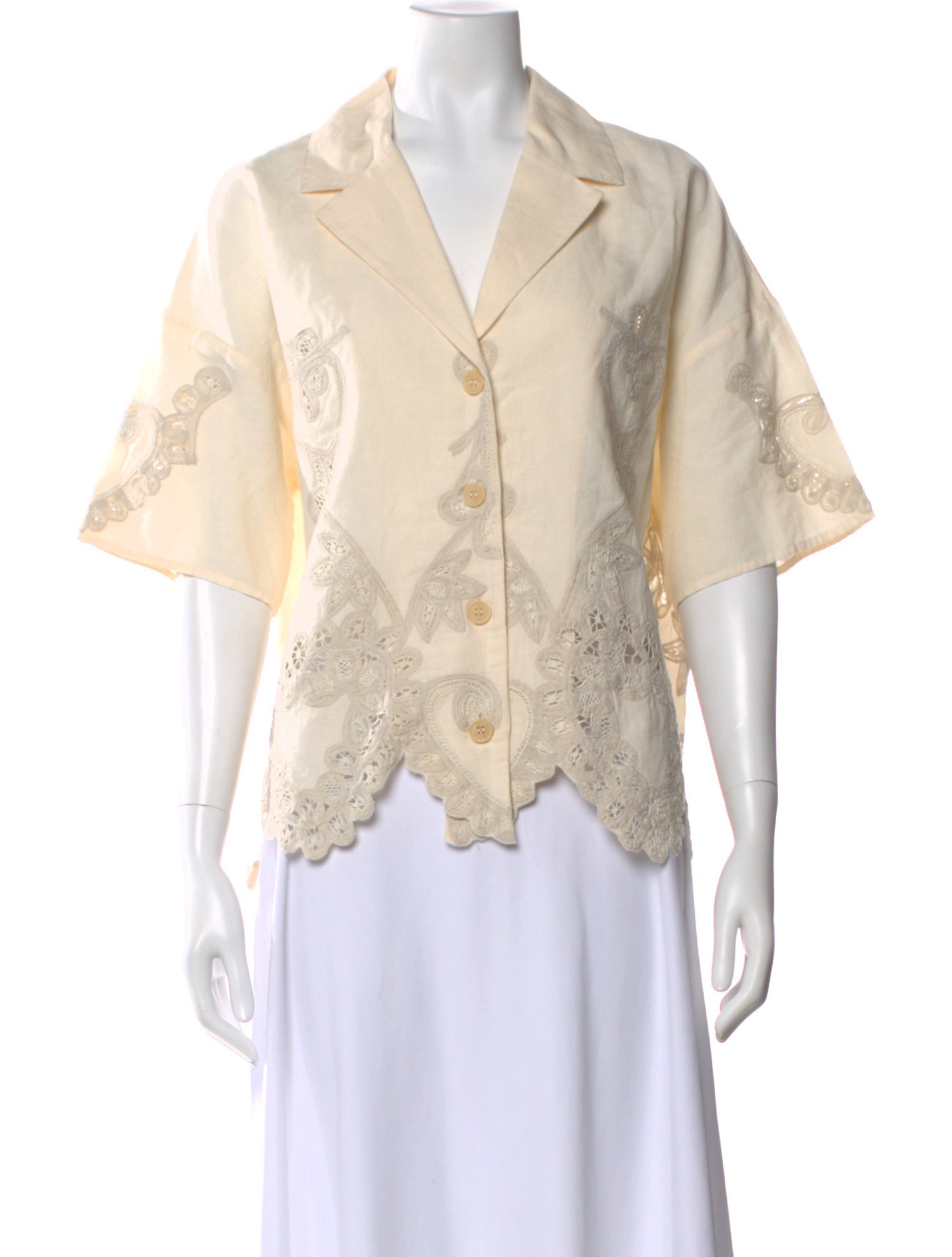 RHODE Lace Pattern Short Sleeve Blouse