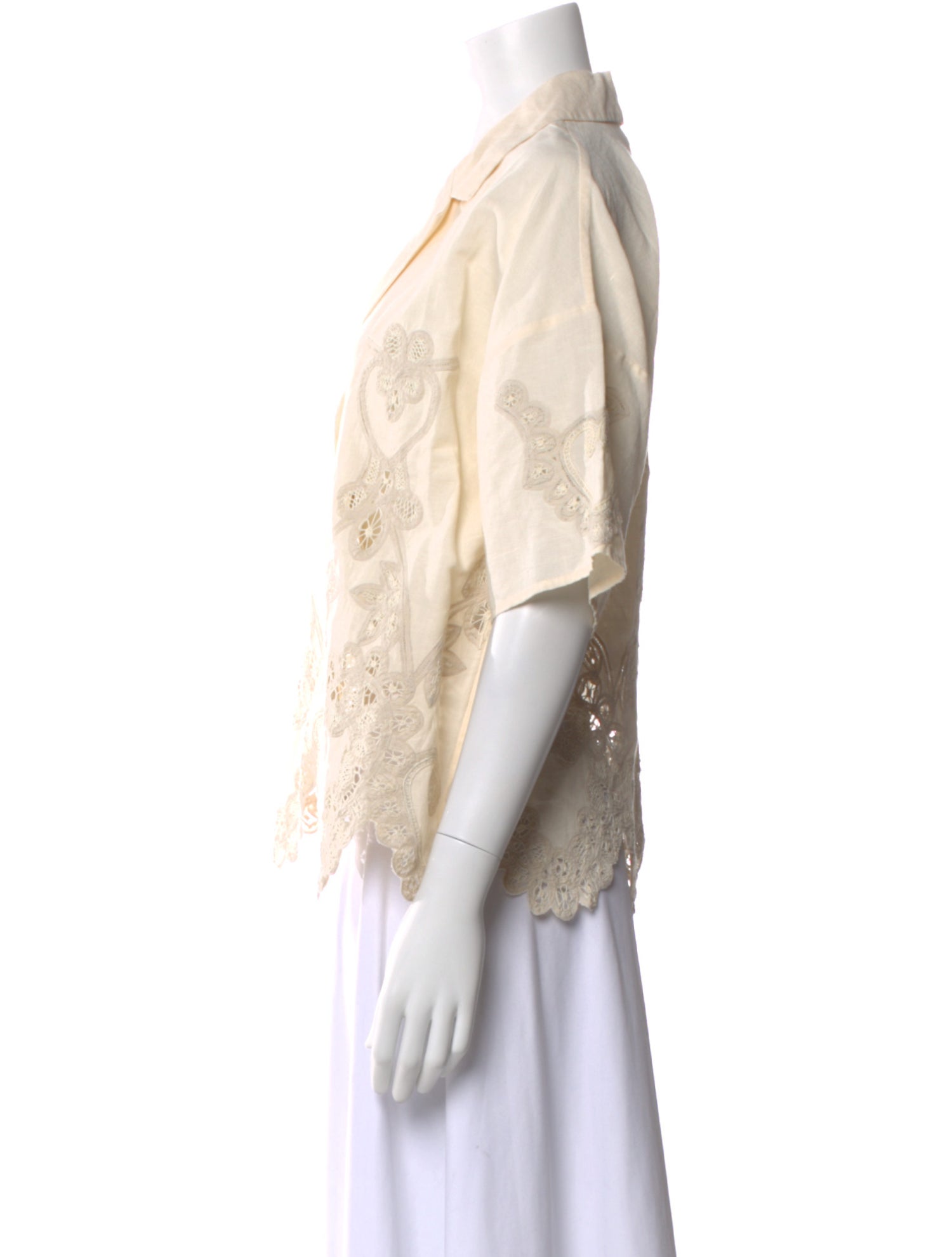 RHODE Lace Pattern Short Sleeve Blouse