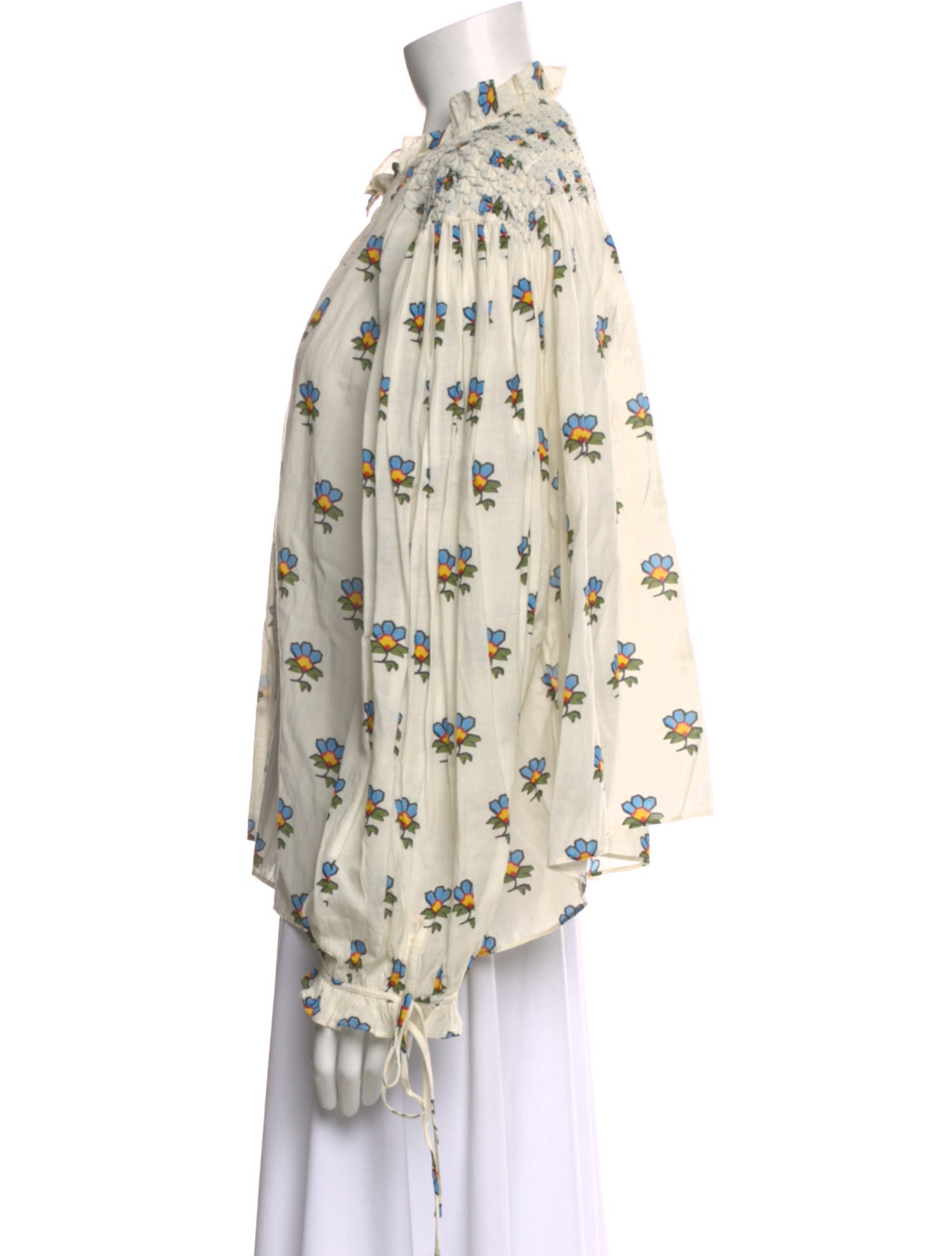 RHODE Floral Print Long Sleeve Blouse