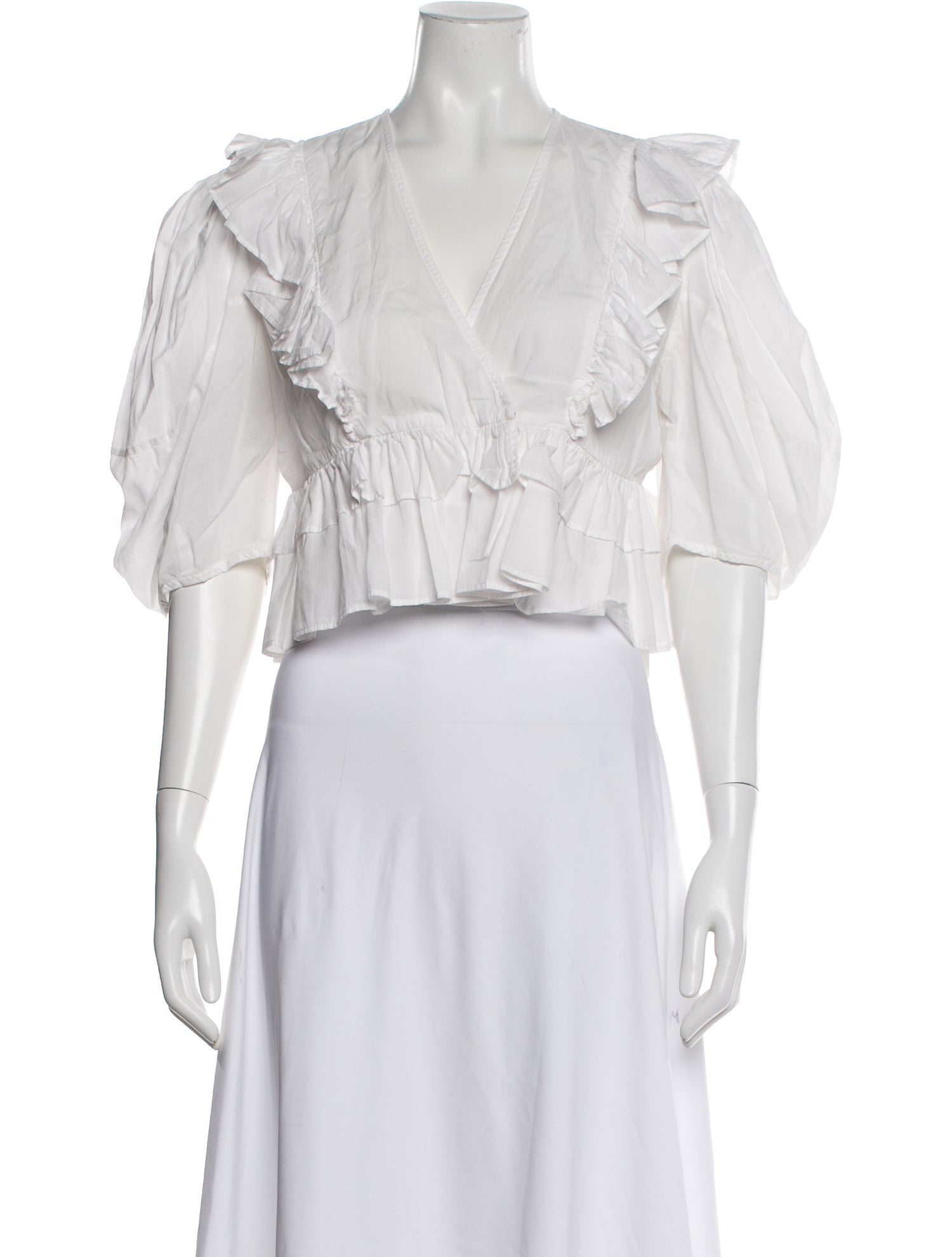 RHODE V-Neck Short Sleeve Blouse