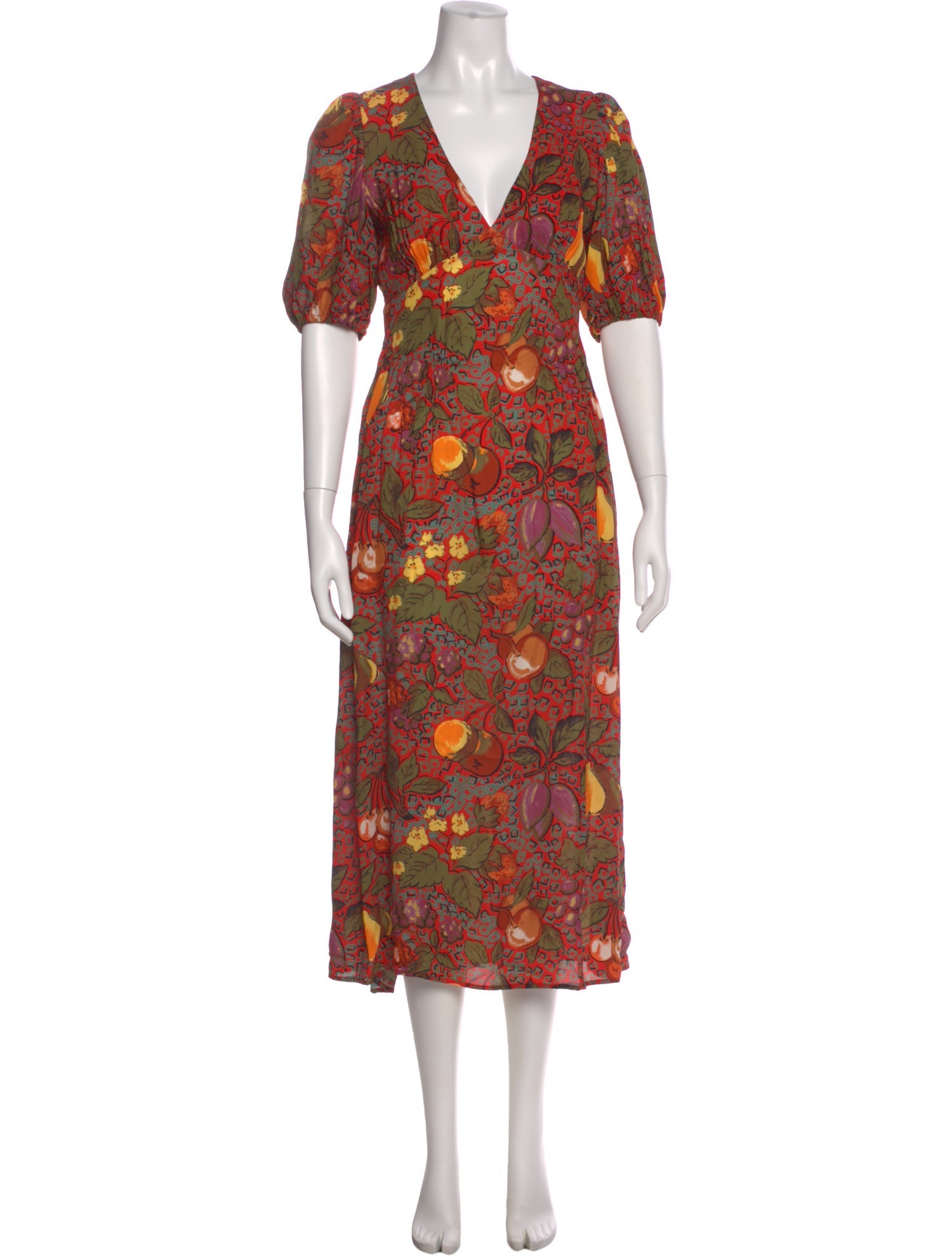 RHODE Floral Print Midi Length Dress