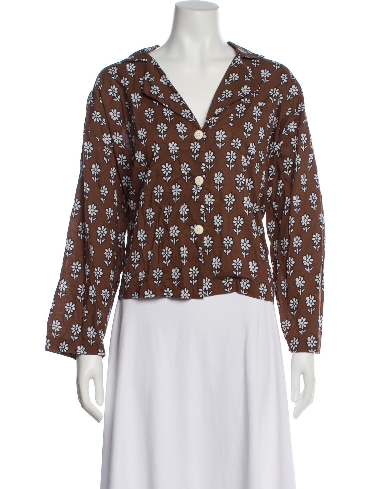 RHODE Floral Print Long Sleeve Blouse