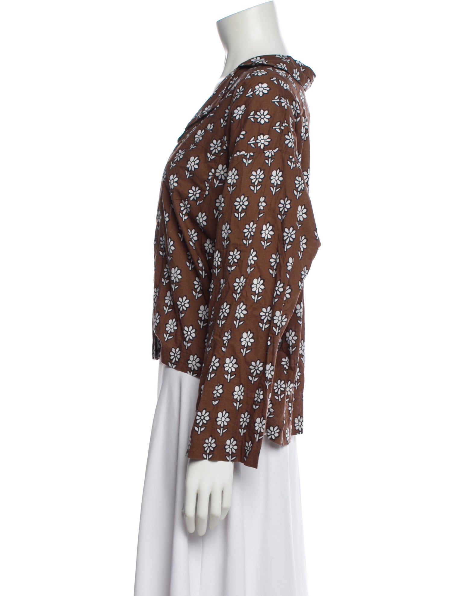 RHODE Floral Print Long Sleeve Blouse