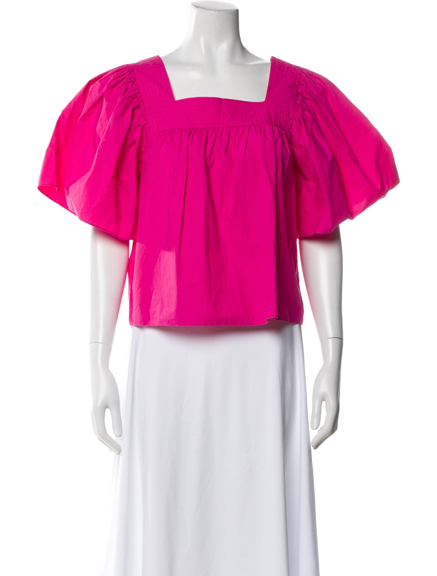 RHODE Square Neckline Short Sleeve Blouse