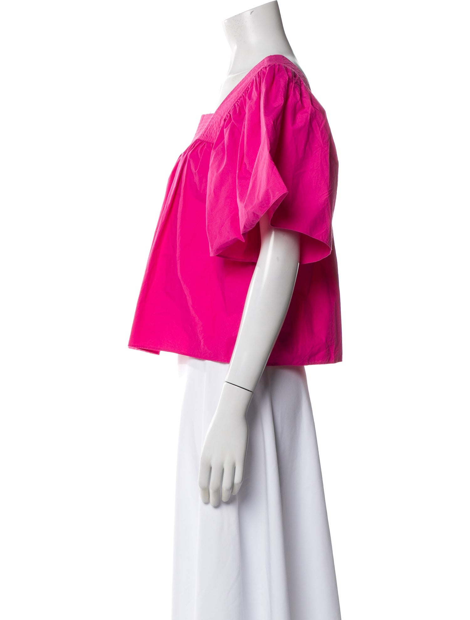 RHODE Square Neckline Short Sleeve Blouse