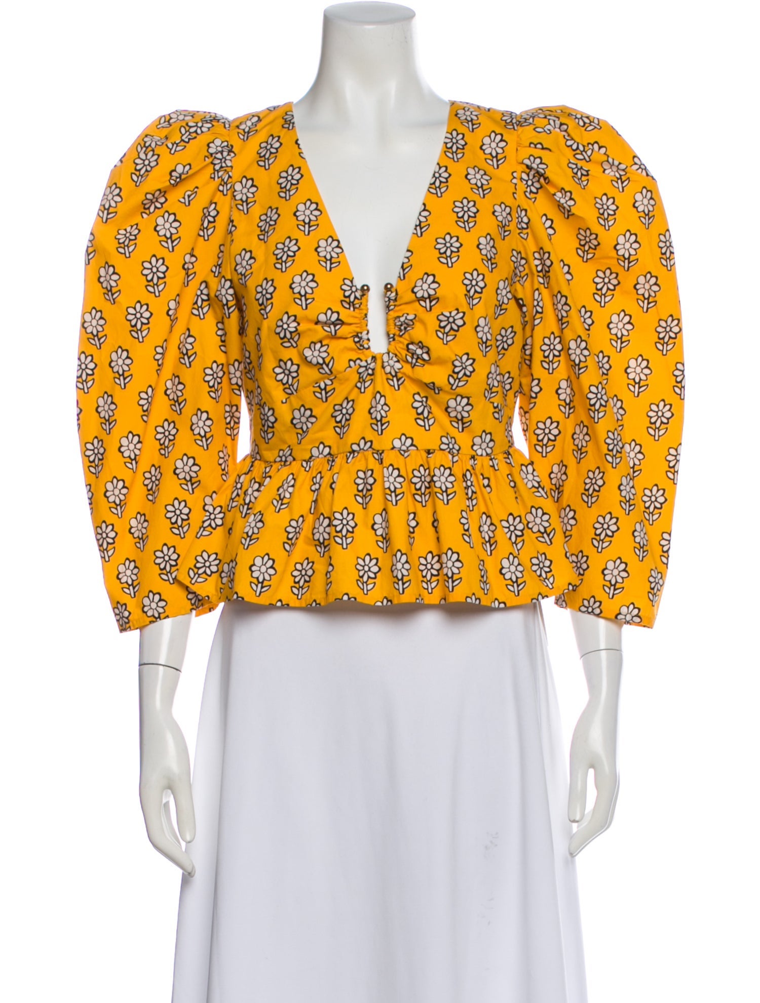 RHODE Floral Print V-Neck Blouse