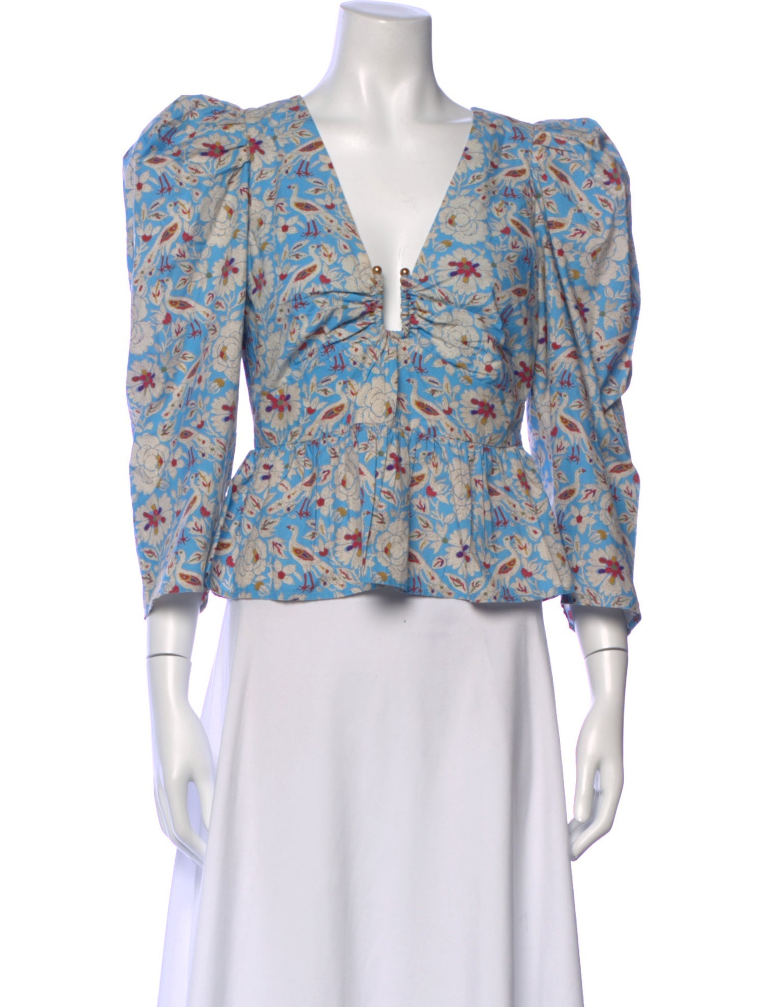 RHODE Floral Print V-Neck Blouse
