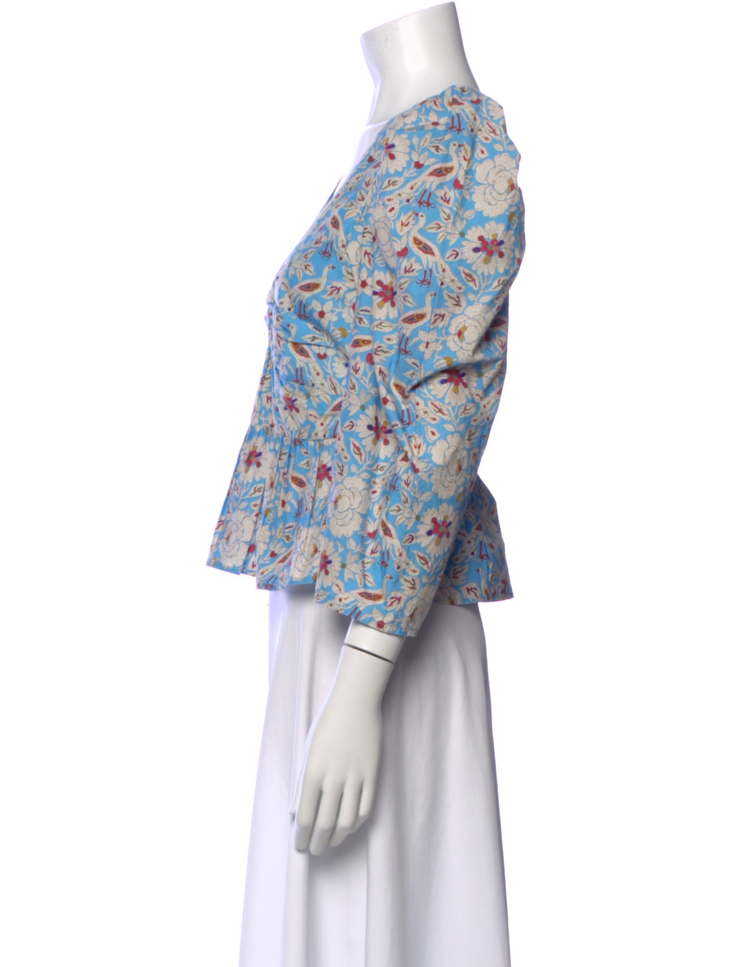 RHODE Floral Print V-Neck Blouse