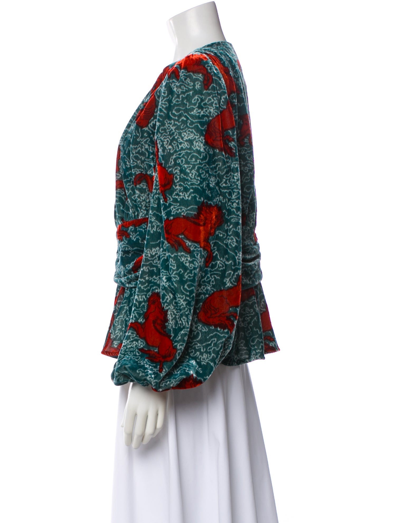 RHODE Printed Crew Neck Blouse