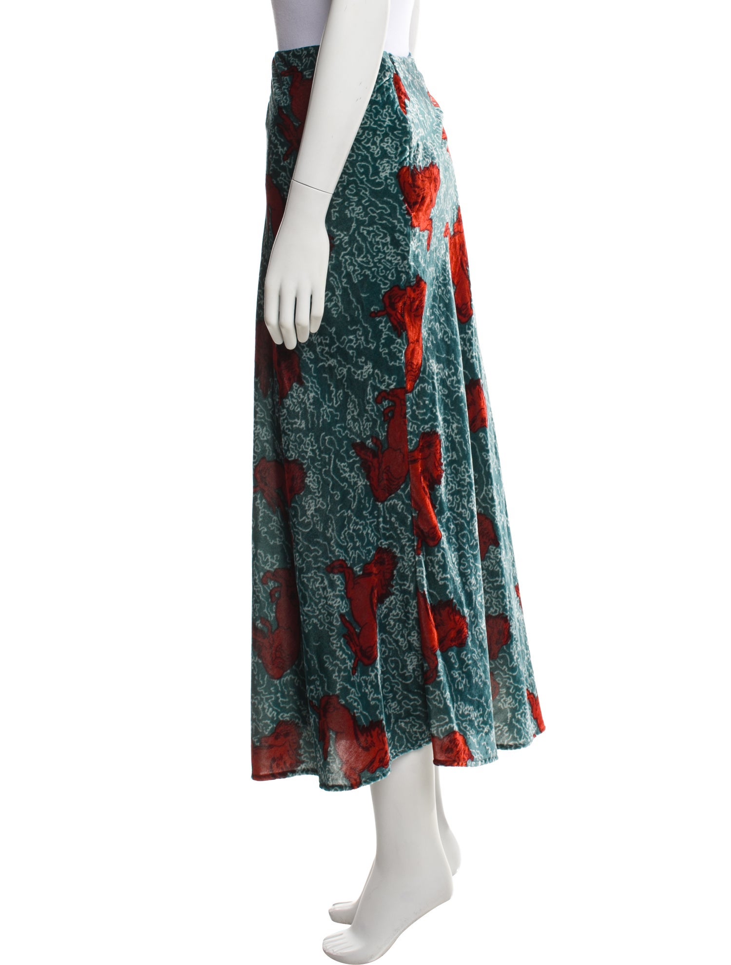 RHODE Floral Print Midi Length Skirt
