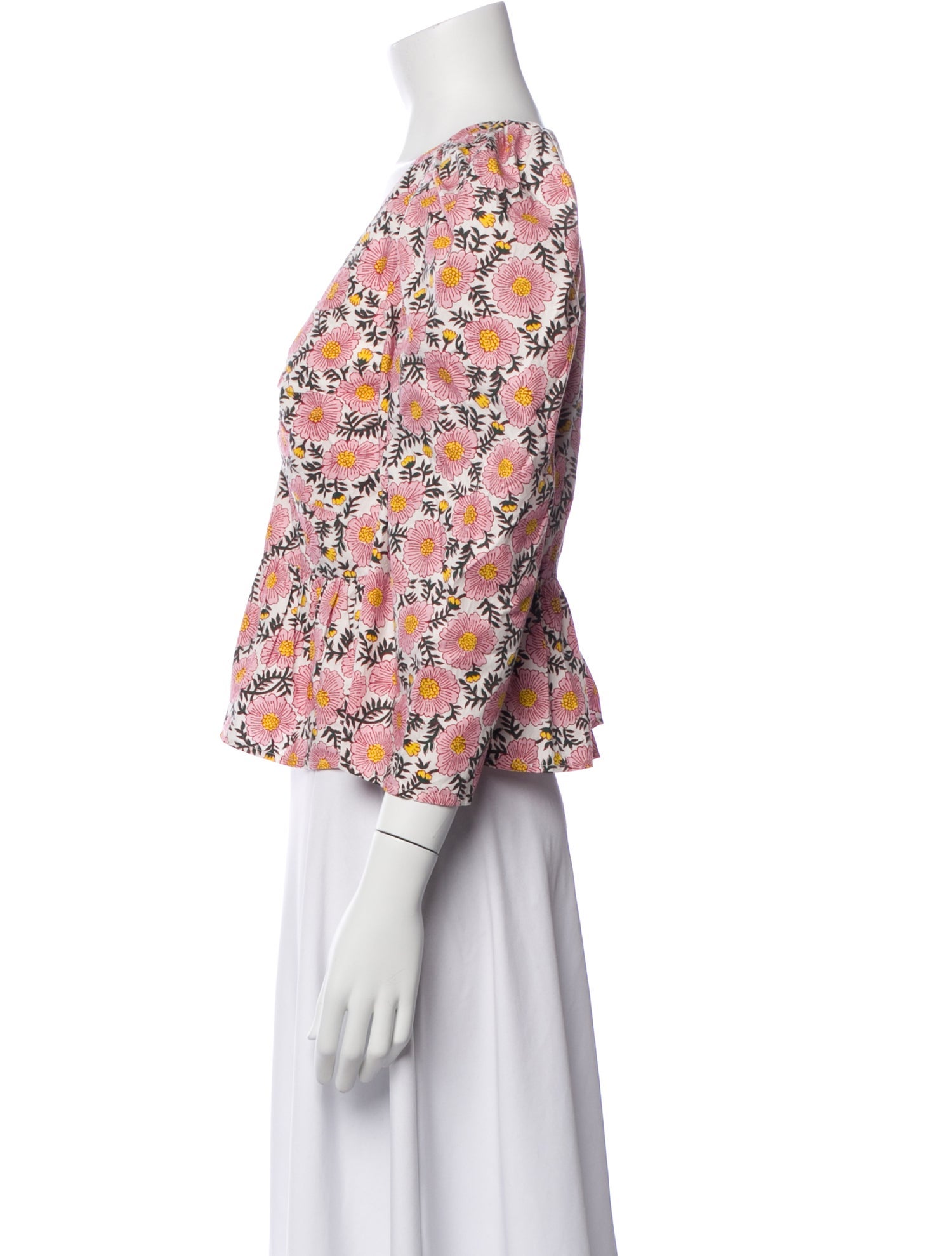 RHODE Floral Print V-Neck Blouse