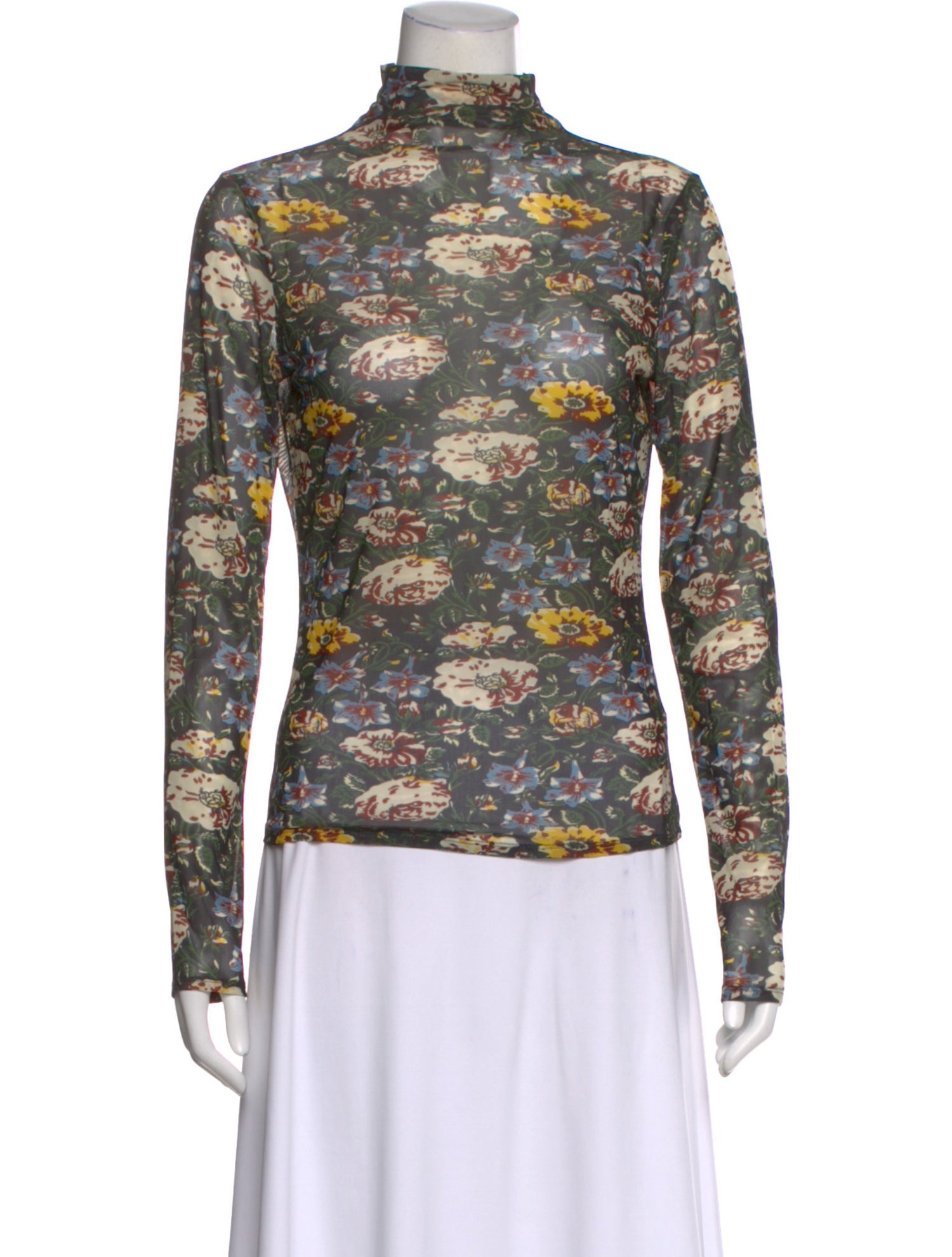 RHODE Floral Print Mock Neck Top