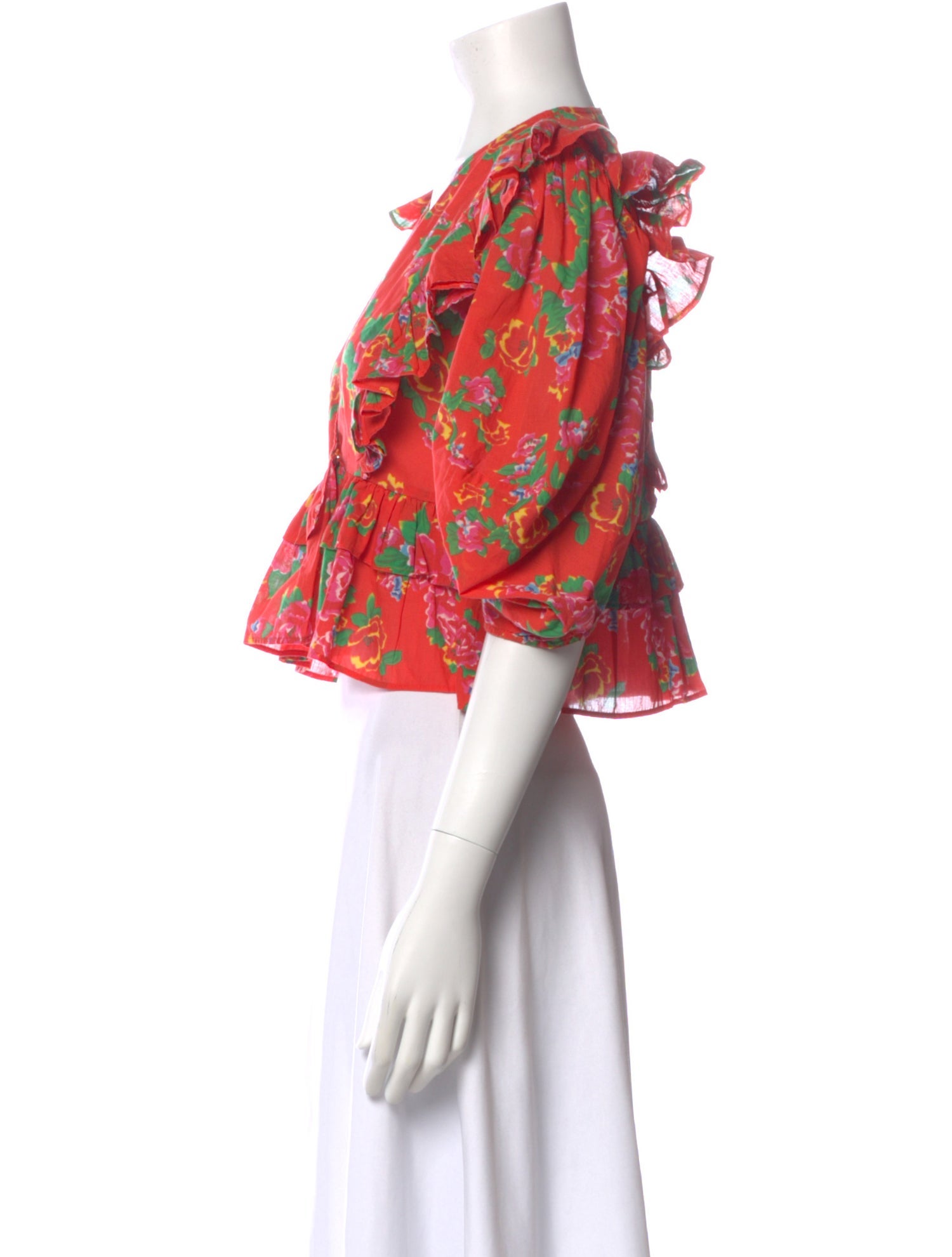 RHODE Floral Print V-Neck Blouse