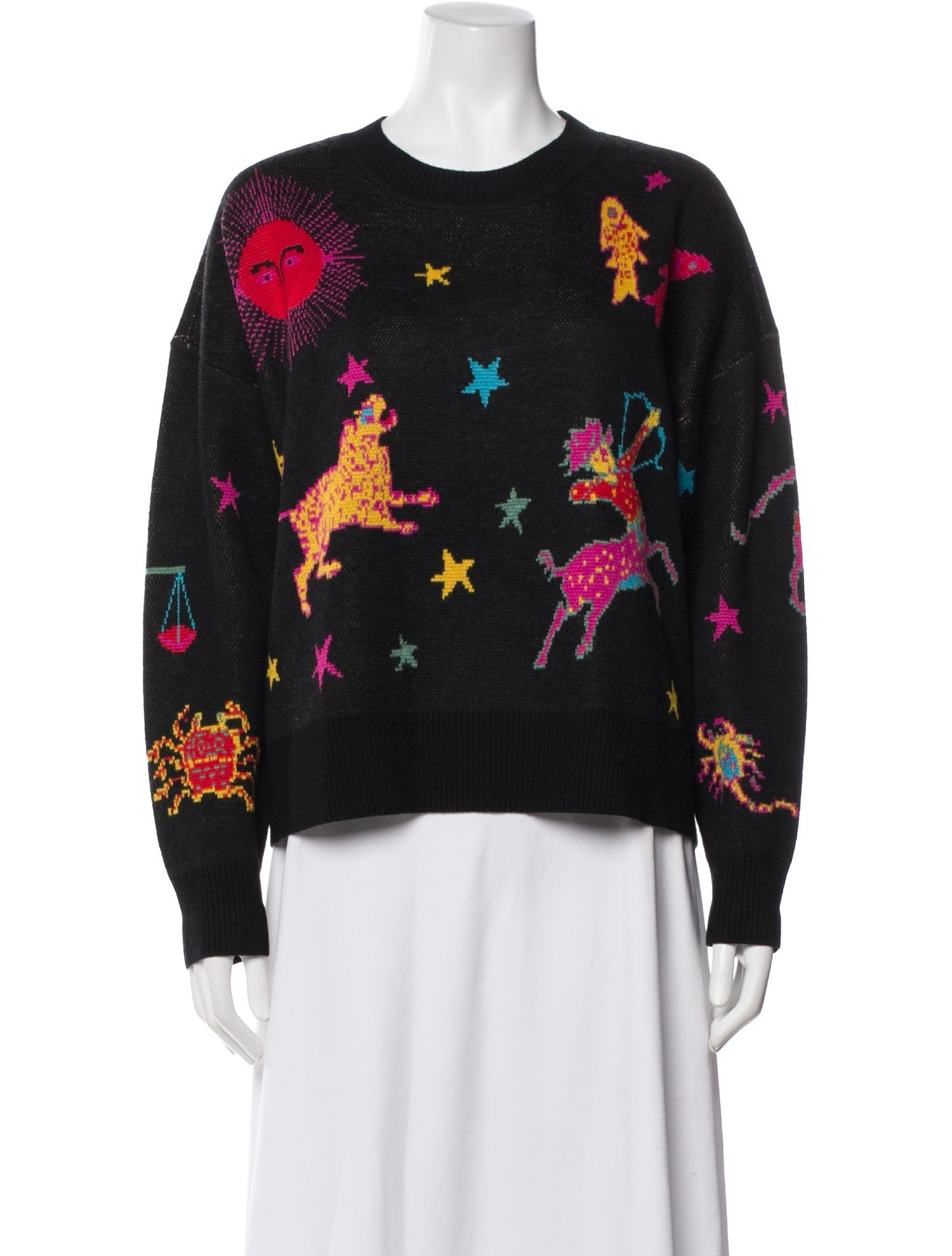 RHODE Merino Wool Floral Print Sweater